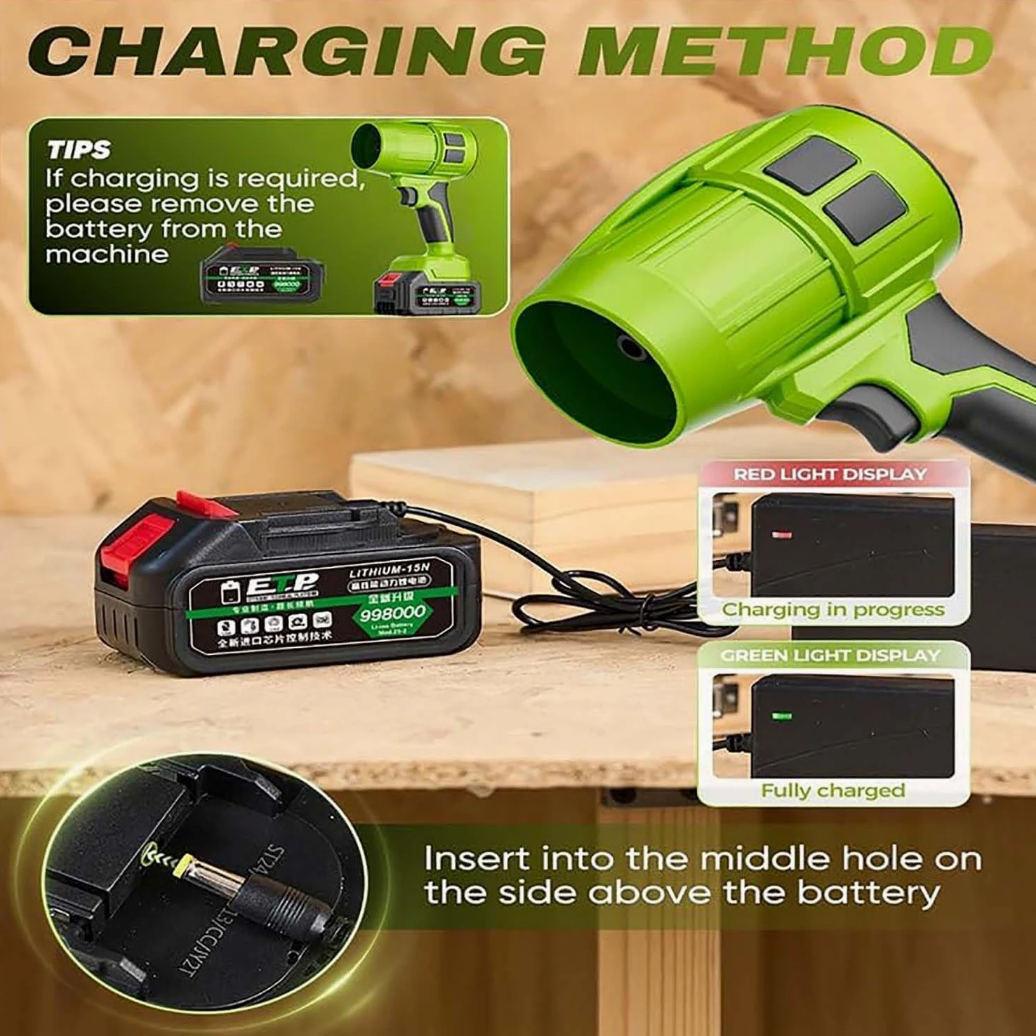 Seese Pro Souffleur Aspirateur Électrique sans Fil - Portable, 35000 RPM Ultra Puissant, 40 Minutes d'Autonomie, Léger pour Jardin, Cour, Feuilles, Pelouse (Green,2 Batterie)