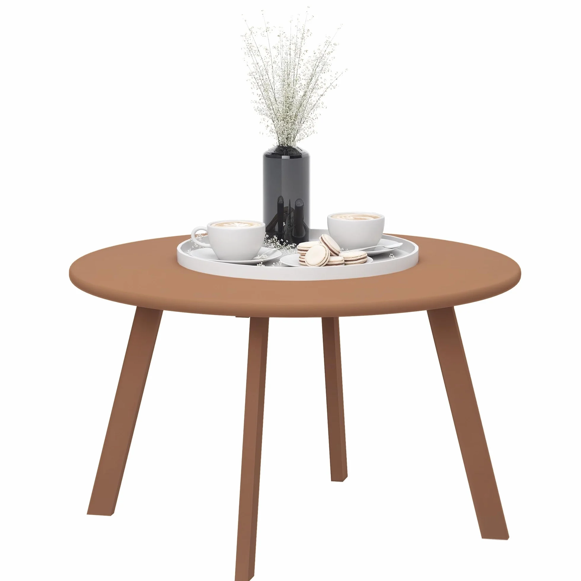 Outsunny Petite Table Basse Ronde Ø 70 x 42 cm, Cadre en métal, Orange