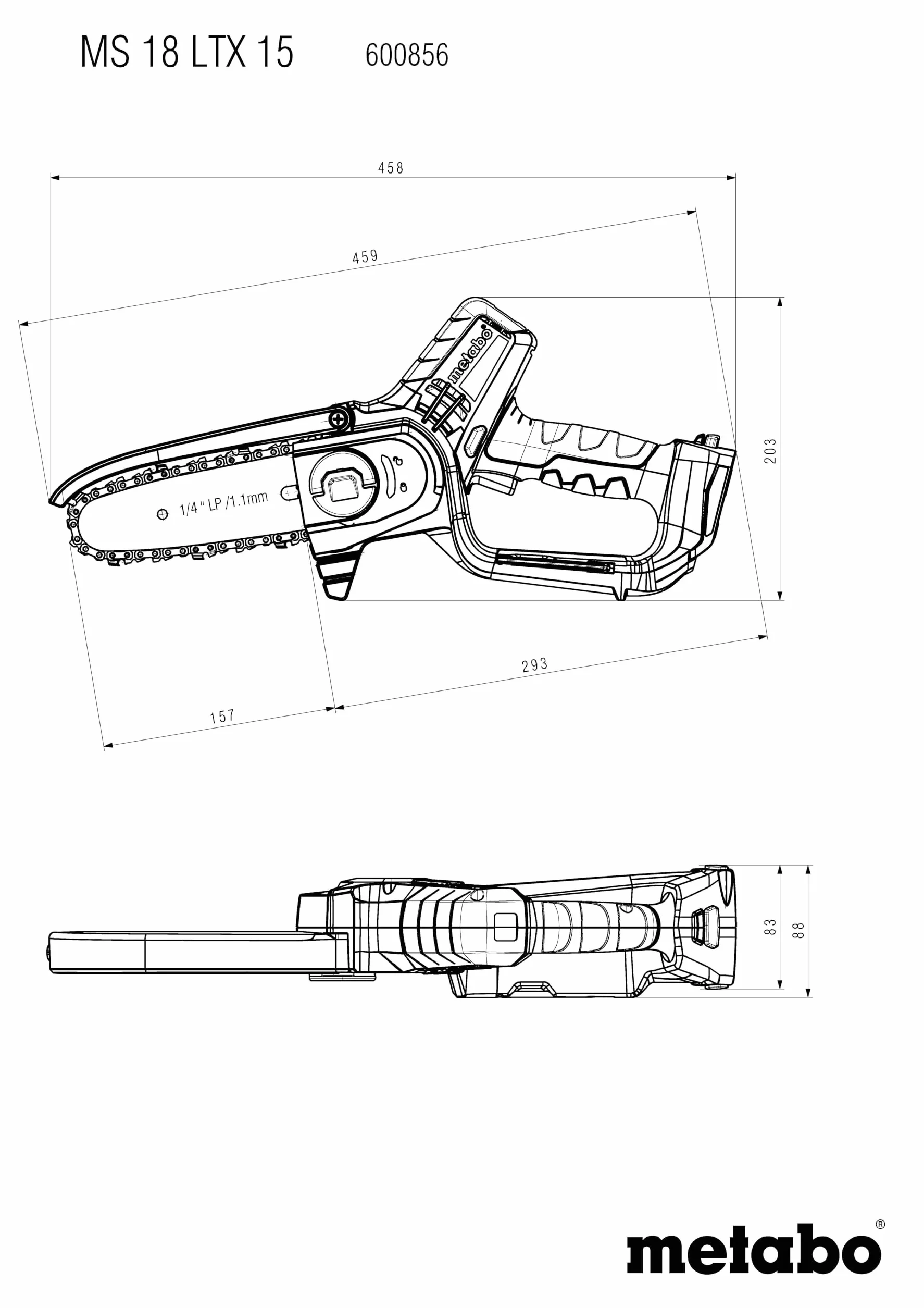 METABO 600856850 Scie sabre (sans fil) avec étui Batterie