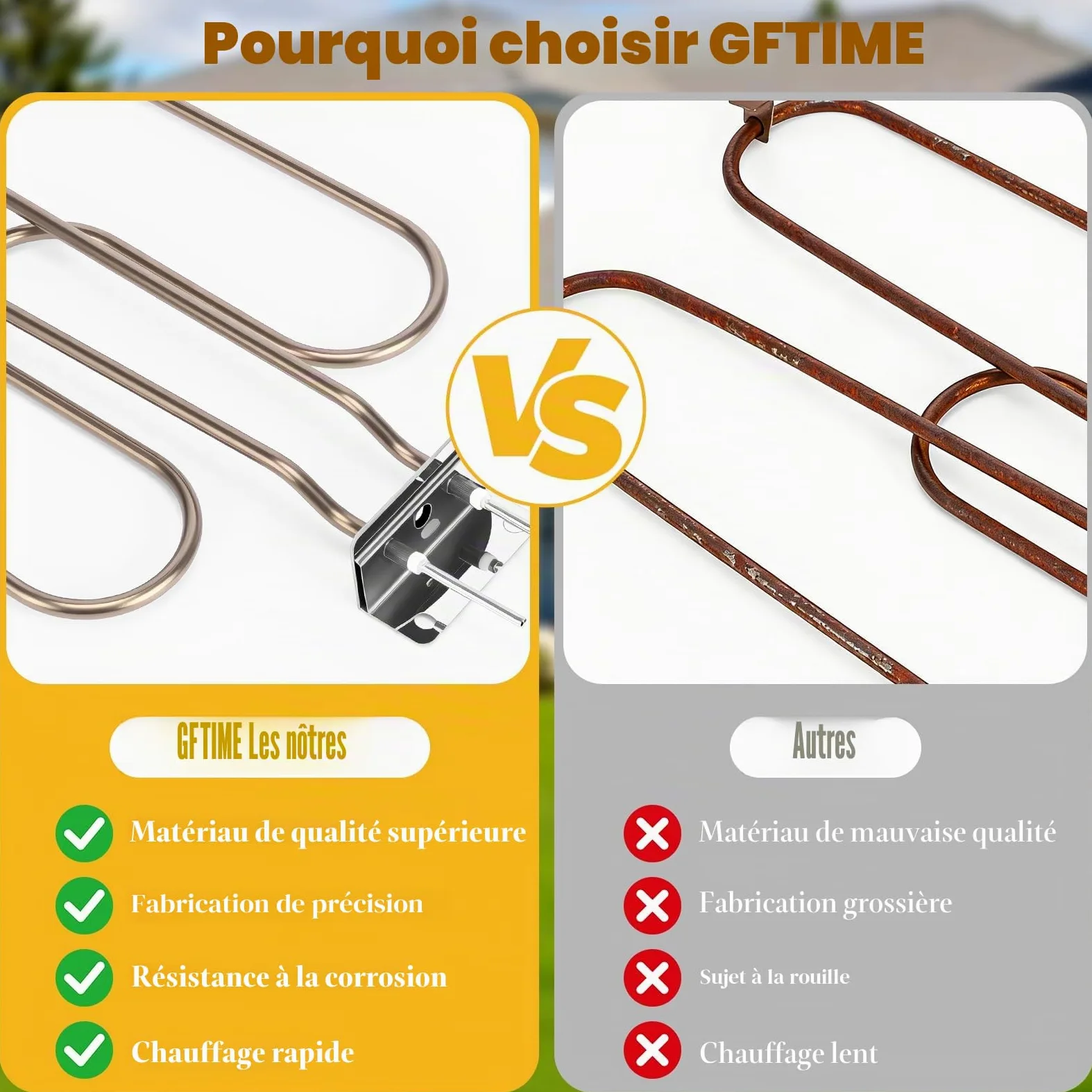 GFTIME Élément Chauffant de Rechange pour Weber Q240, Q2400 Barbecue électrique, Compatible pour Weber 55020001, élément Chauffant 2200 W, Acier Inoxydable, Spirale chauffante 230 V