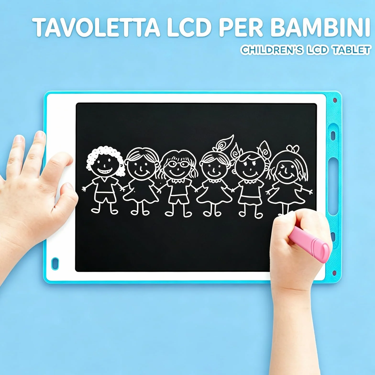 Tablette graphique LCD 10" bleue imperméable antichoc avec stylo intégré pour dessin et notes