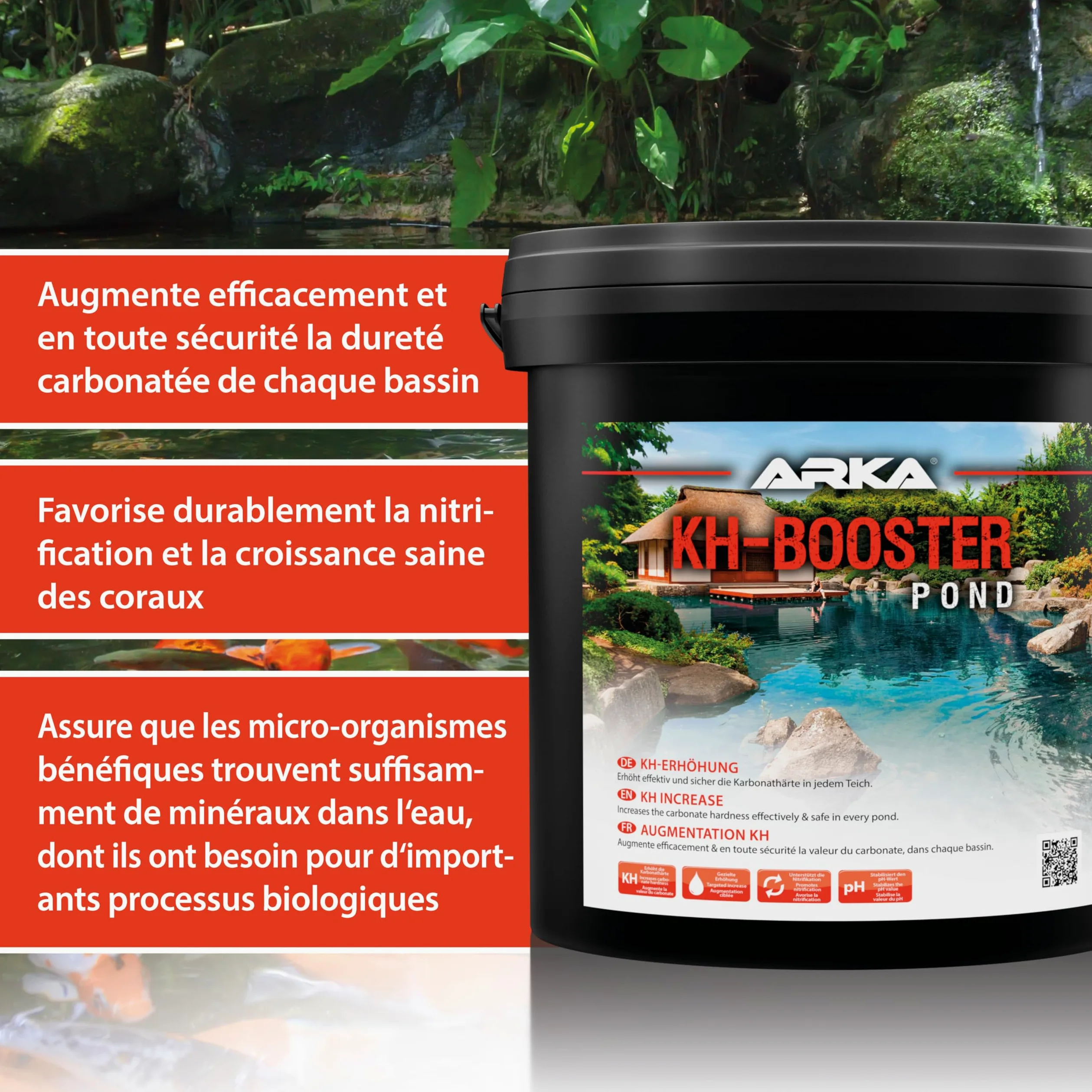 ARKA Pond KH Booster - 20kg - Augmente efficacement la dureté carbonatée des bassins, favorise Un écosystème sain et stabilise Les valeurs de pH.