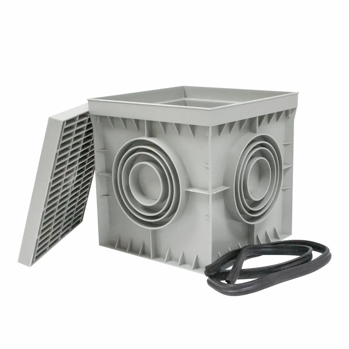 Archet étanche de sol électrique gris IP54 PVC 200x200 mm pour jardin drainage irrigation