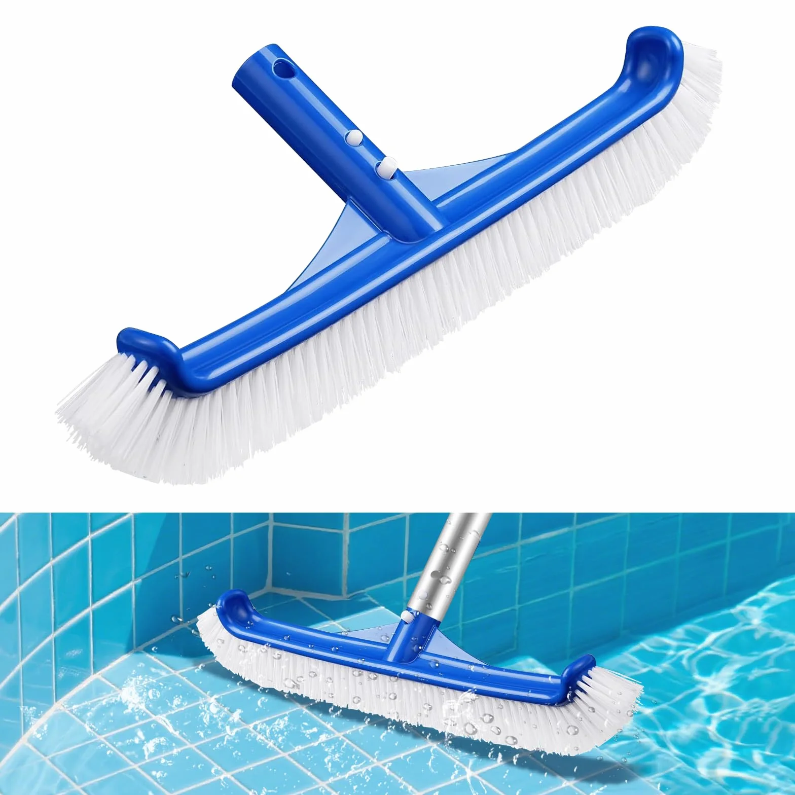 Brosse de Piscine 43cm Tête de Brosse Nettoyage Poils Nylon Extrémité Courbée