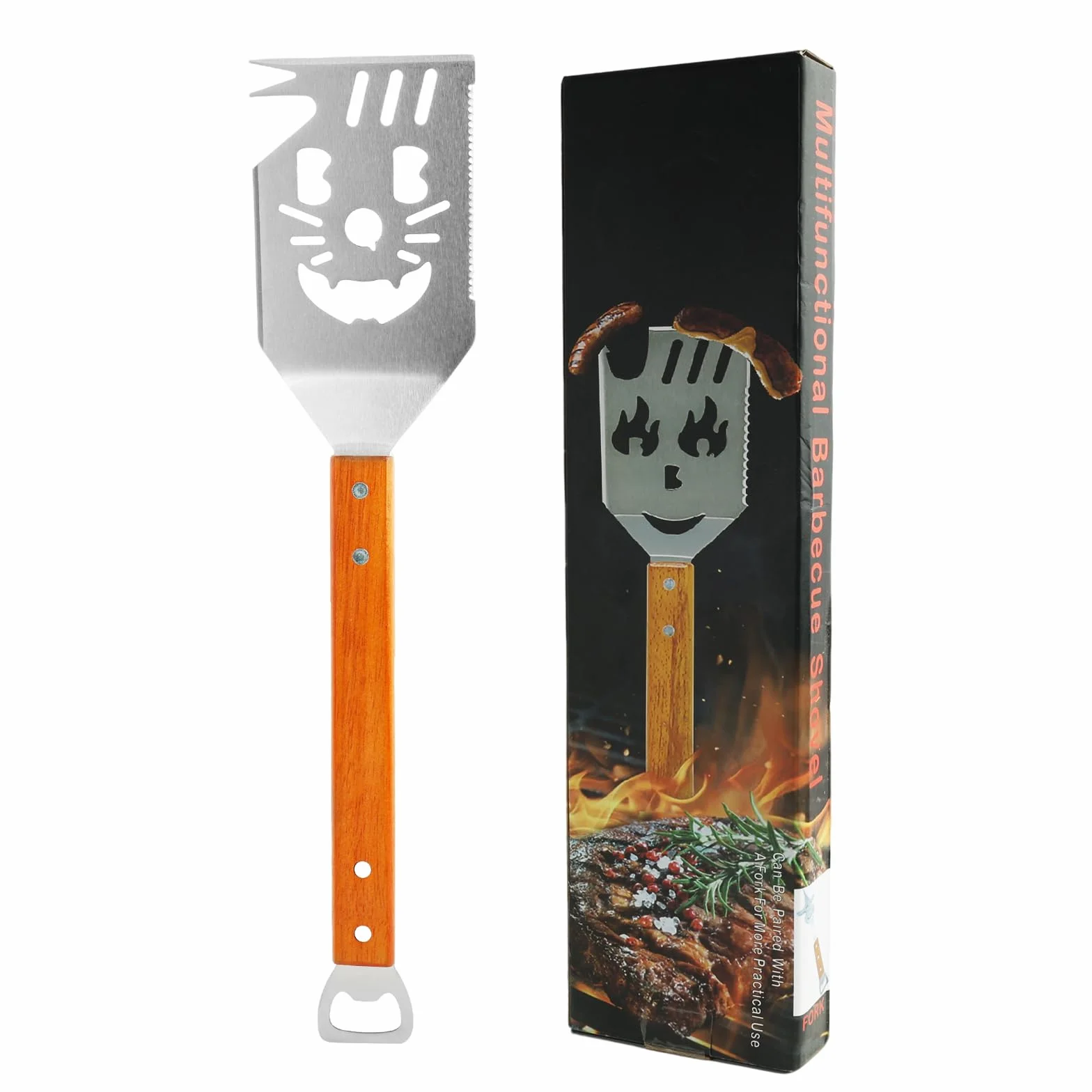 Spatule Barbecue 7 en 1, Ustensiles Barbecue Innovant pour Camping en Plein Air