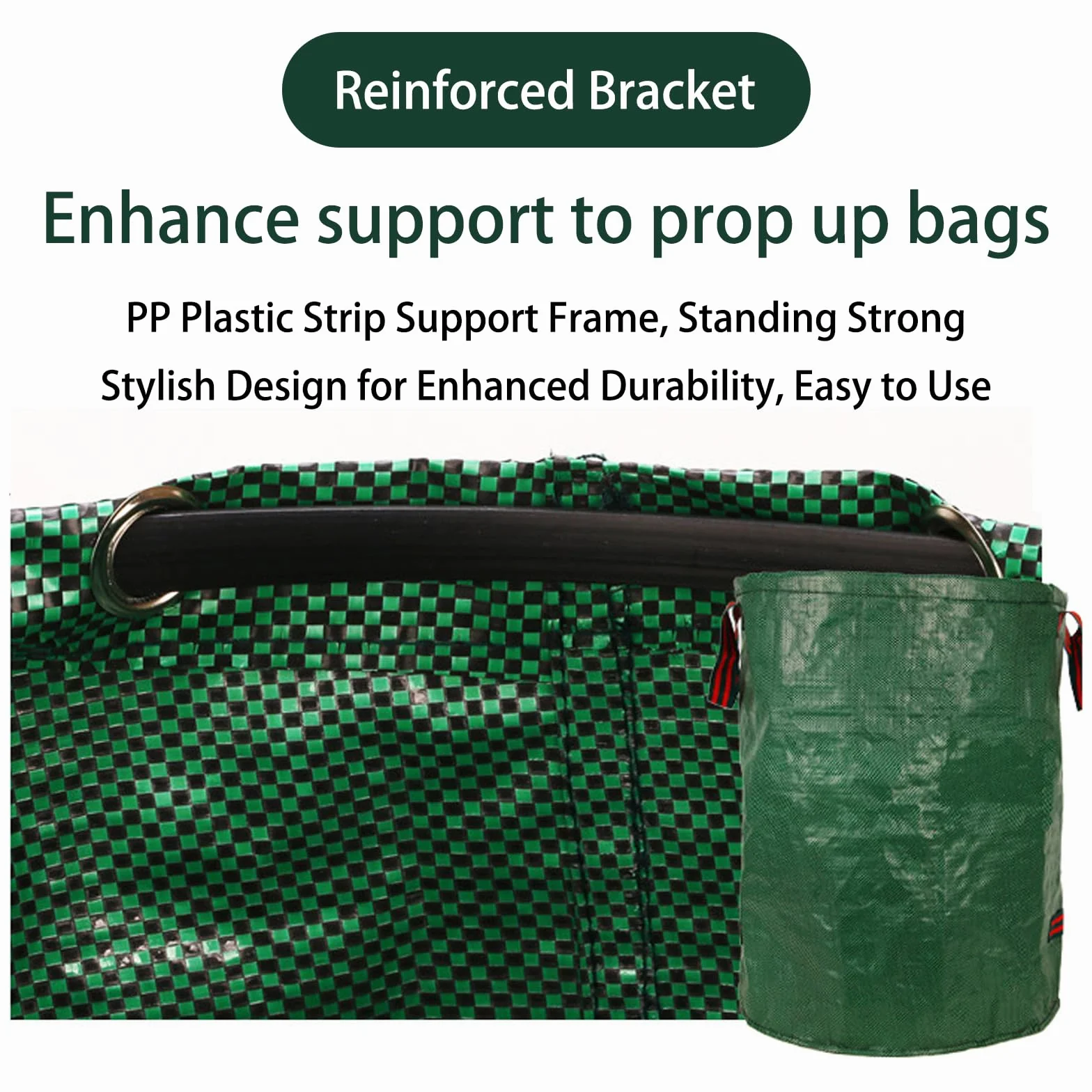 Lot de 2 sacs de jardinage réutilisables avec design standard, conteneur à déchets robustes pour pelouse et cour, capacité de 500 litres