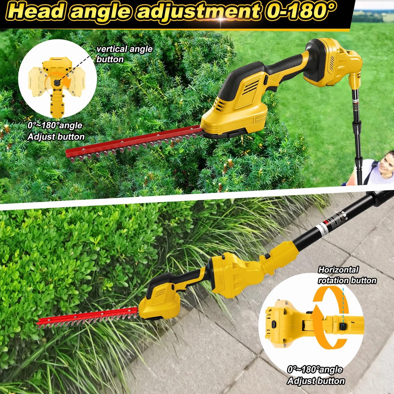 Kit de tronçonneuse et taille-haie 6 en 1 de 20 cm pour batteries DeWalt 20 V (sans batterie) | Roadtime Mini tronçonneuse télescopique pour jardin, arbres et arbustes