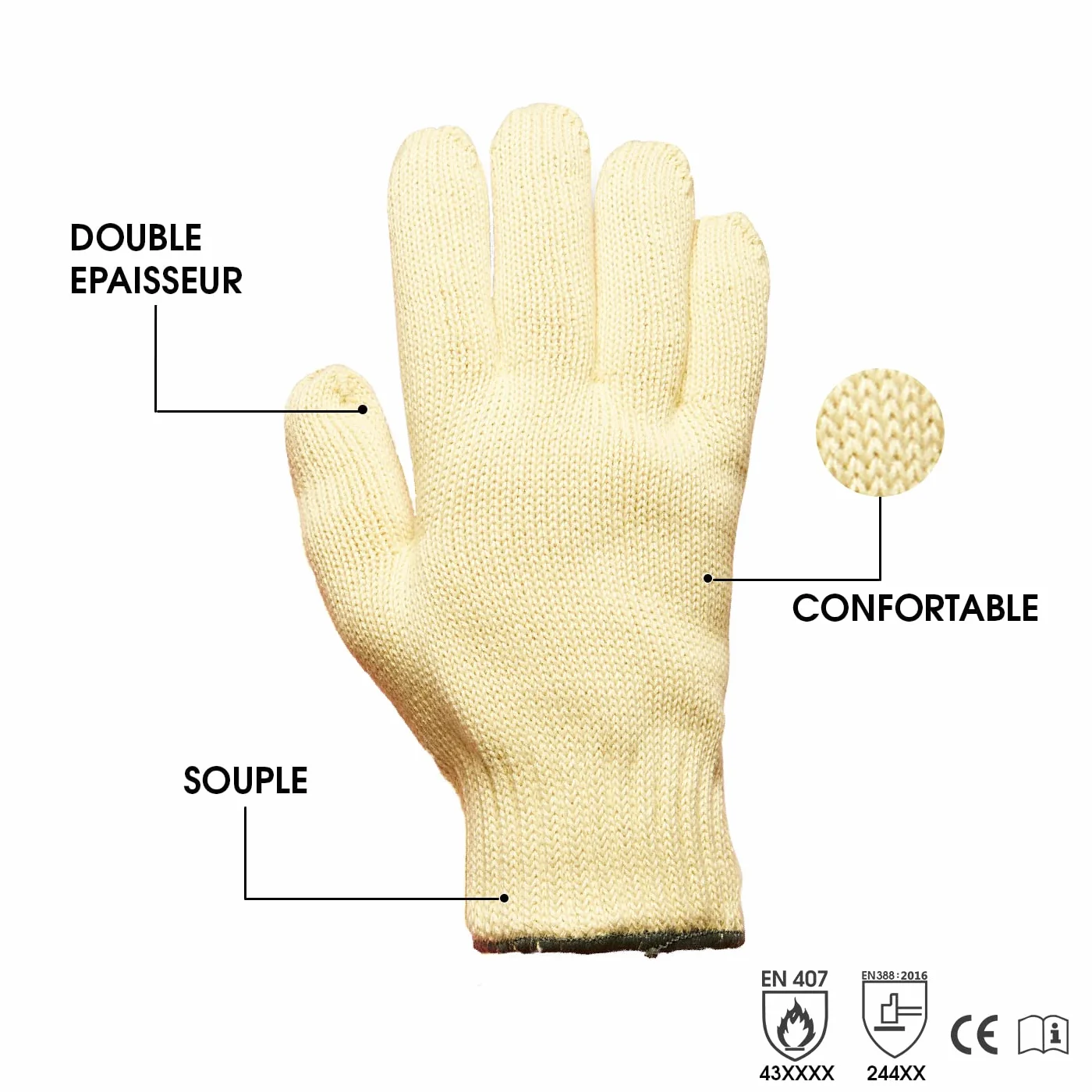 LEBON GTA/D/27 Gant de Protection Chaleur ignifugé Multifonction Barbecue Cuisine Jaune Taille Unique 1 Paire