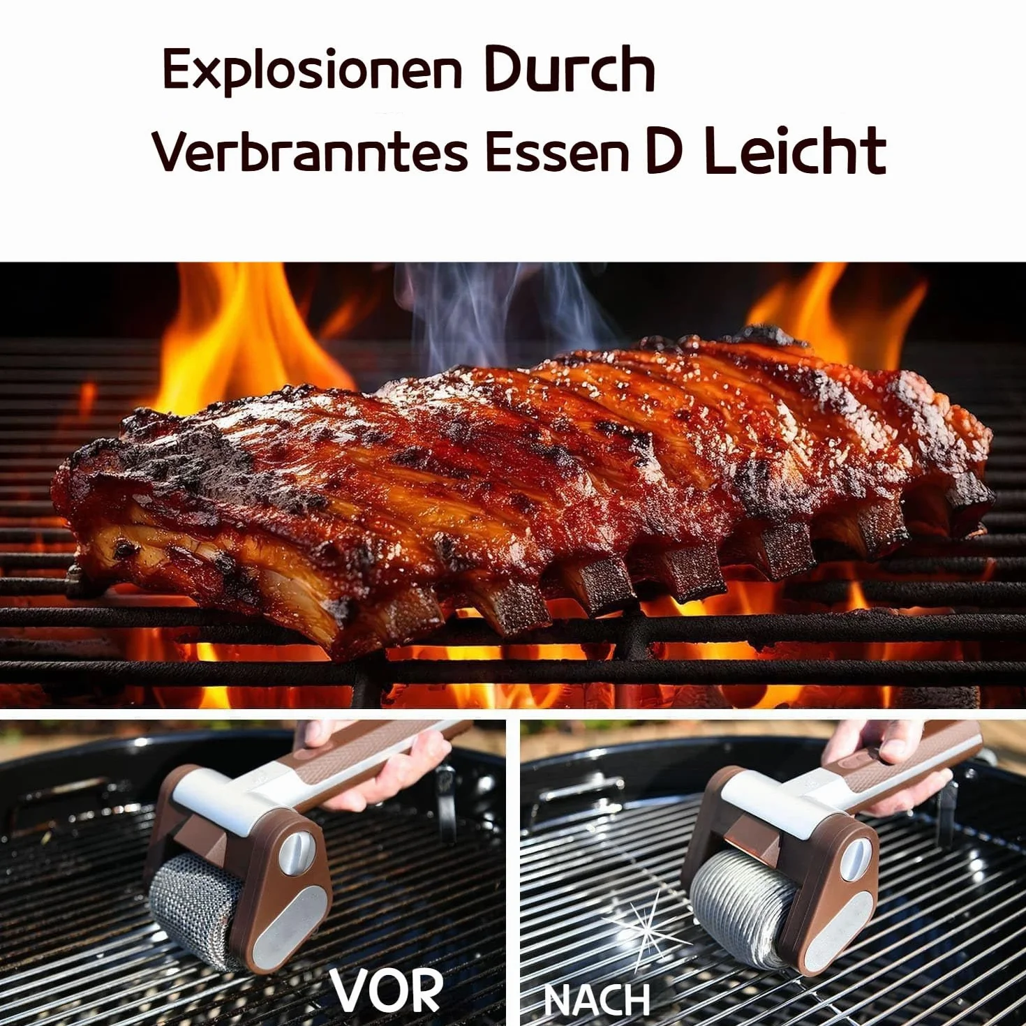 Saker Nettoyeur de barbecue électrique sans brosse en acier inoxydable amovible