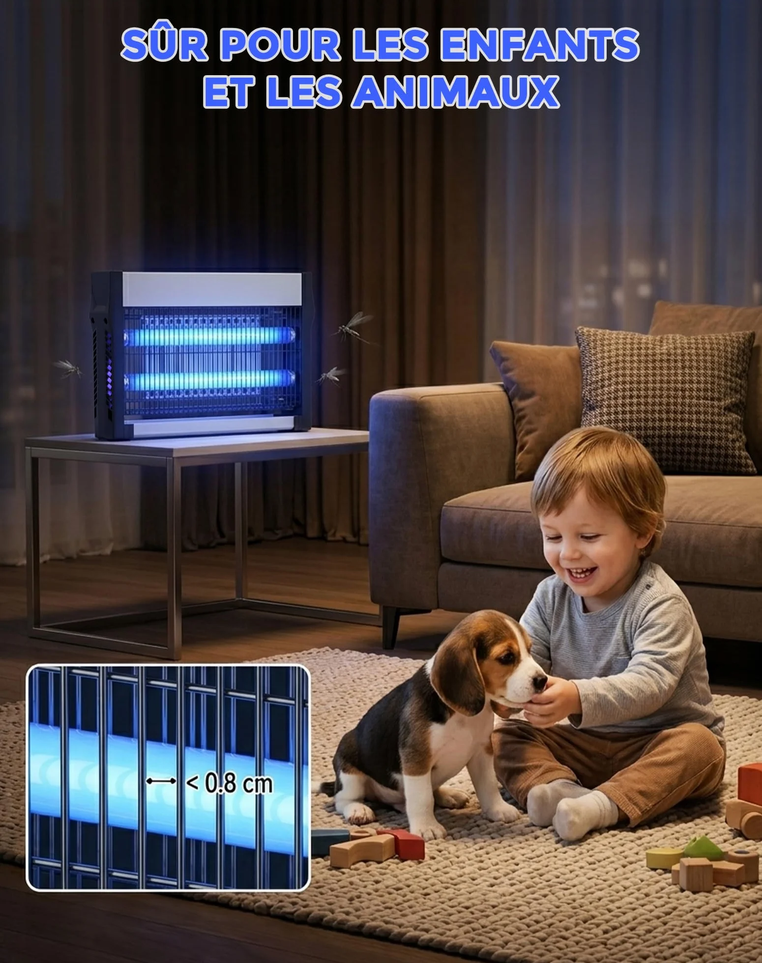 Lampe Anti-Moustique 20W 2500V Tue Mouches Électrique 80 m² Destructeur d’Insectes Intérieur Extérieur