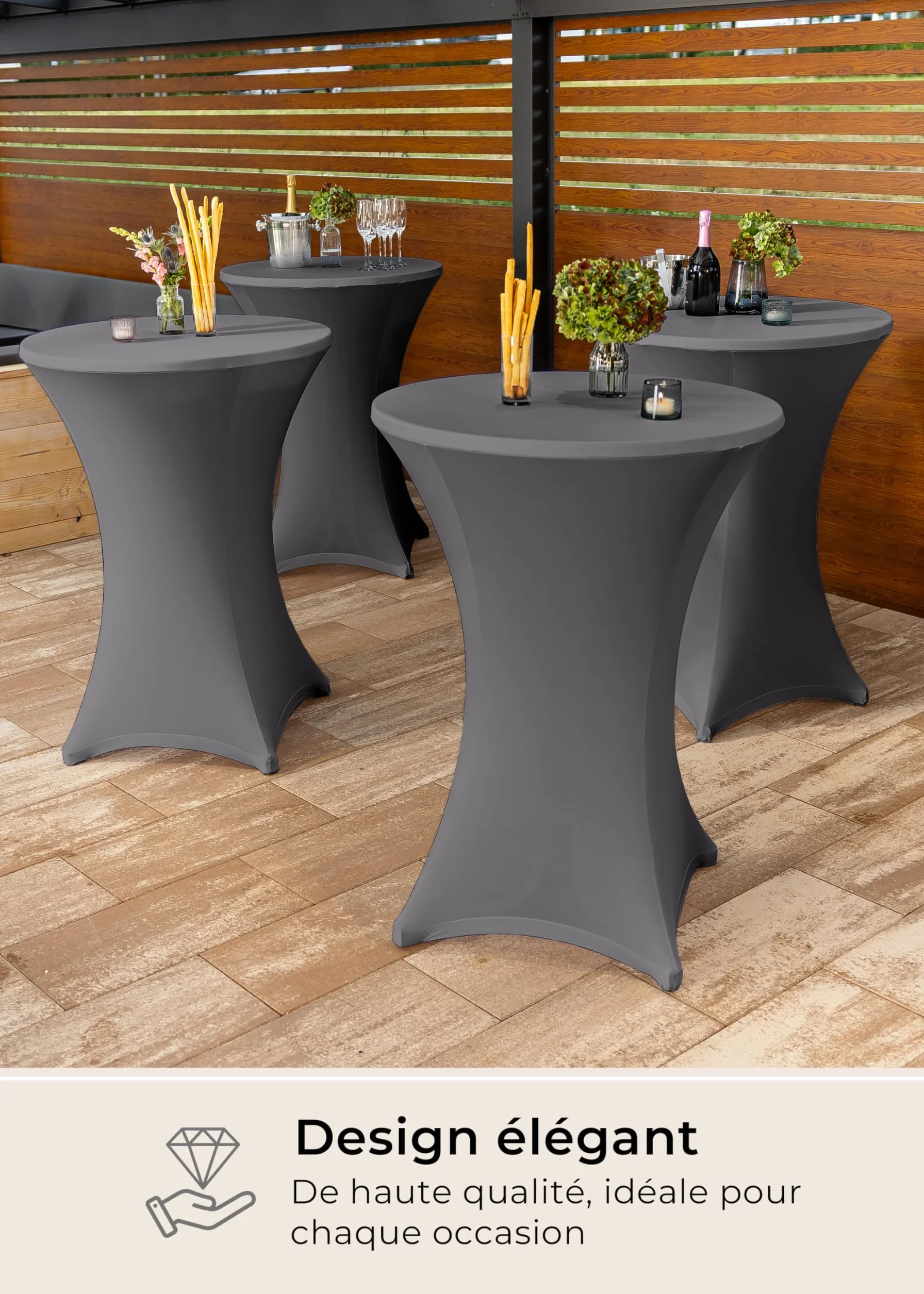 Gräfenstayn Diana Housse pour Table Haute de Bistro Stretch Spandex Ø 60 cm Anthracite
