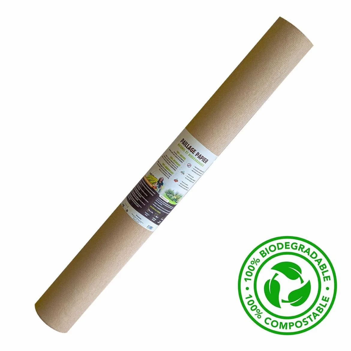 Toile de paillage Agricole 0.4 x 100m Autodégradable 2en1 Engrais et Anti Mauvaises Herbes 100% Cellulose