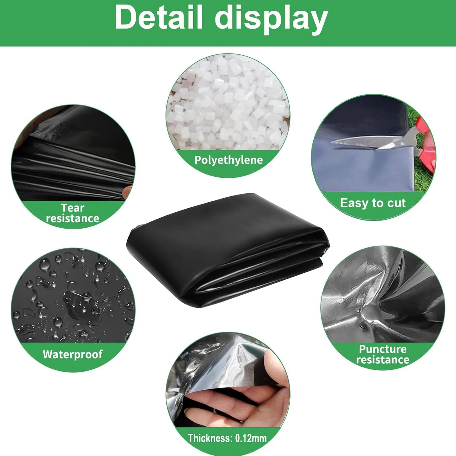 Bâche pour Bassin 8x10m HDPE Bâche D'étang 6x8m Doublure D'étang Étanche 4x6m Revêtement pour Bassin À Poisson Bâche pour Étang pour Étangs à Poissons, Cascades, Fontaines, Jardins Aquatiques(10 x 26f