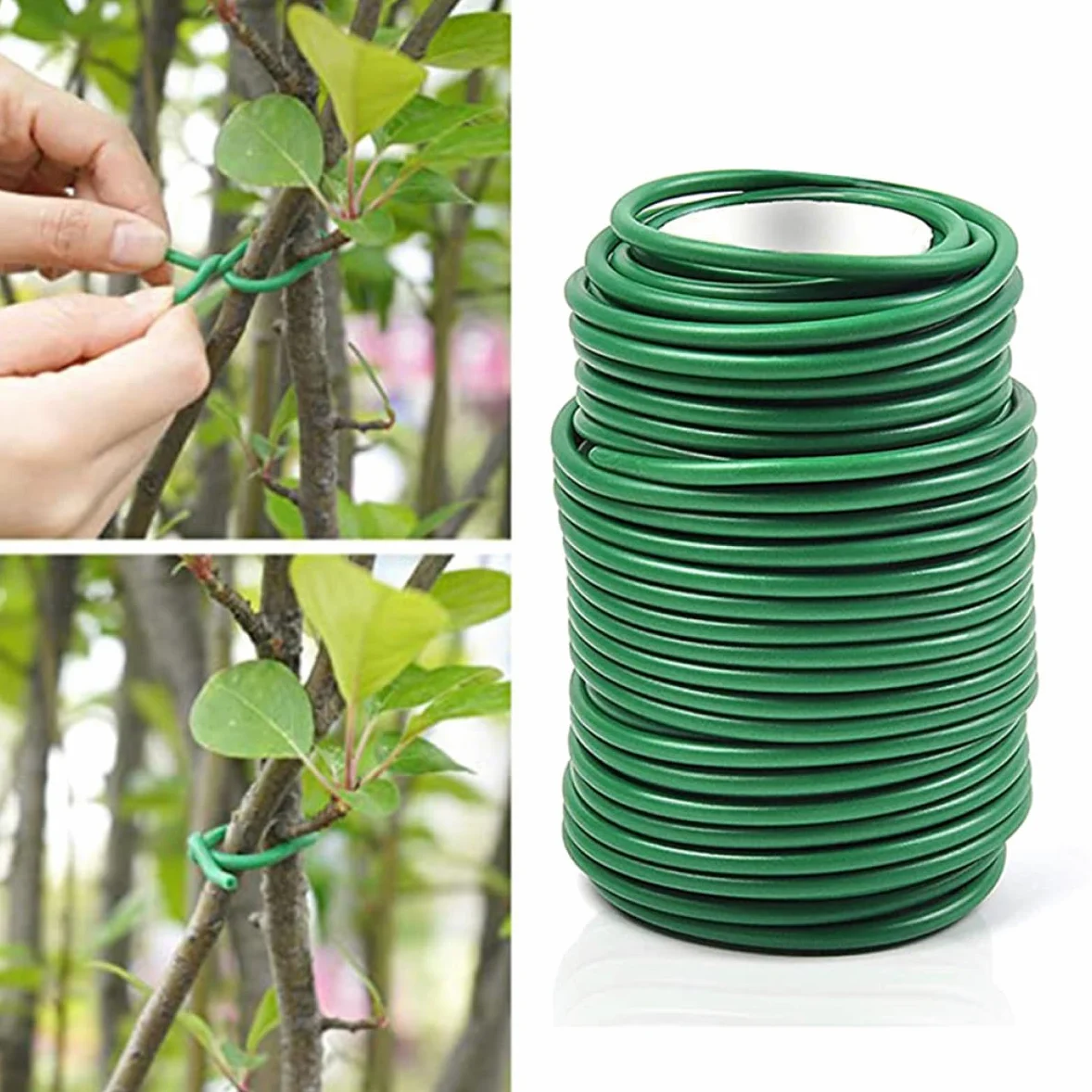 Liens Souples pour Plantes 2 Rouleaux TPR Fer Fixation Polyvalente | Fleurs, Arbustes et Vignes, Vert, Accessoire de Jardinage, Maintien Discret, Usage Extérieur