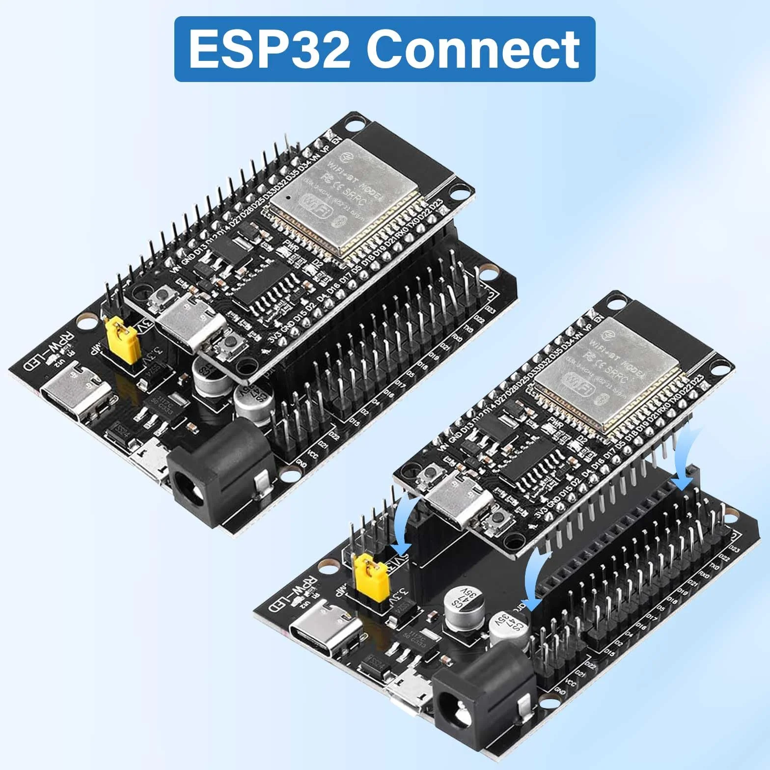 Diymore ESP32 NodeMCU Carte de développement USB C 2.4 GHz WiFi Bluetooth CH340