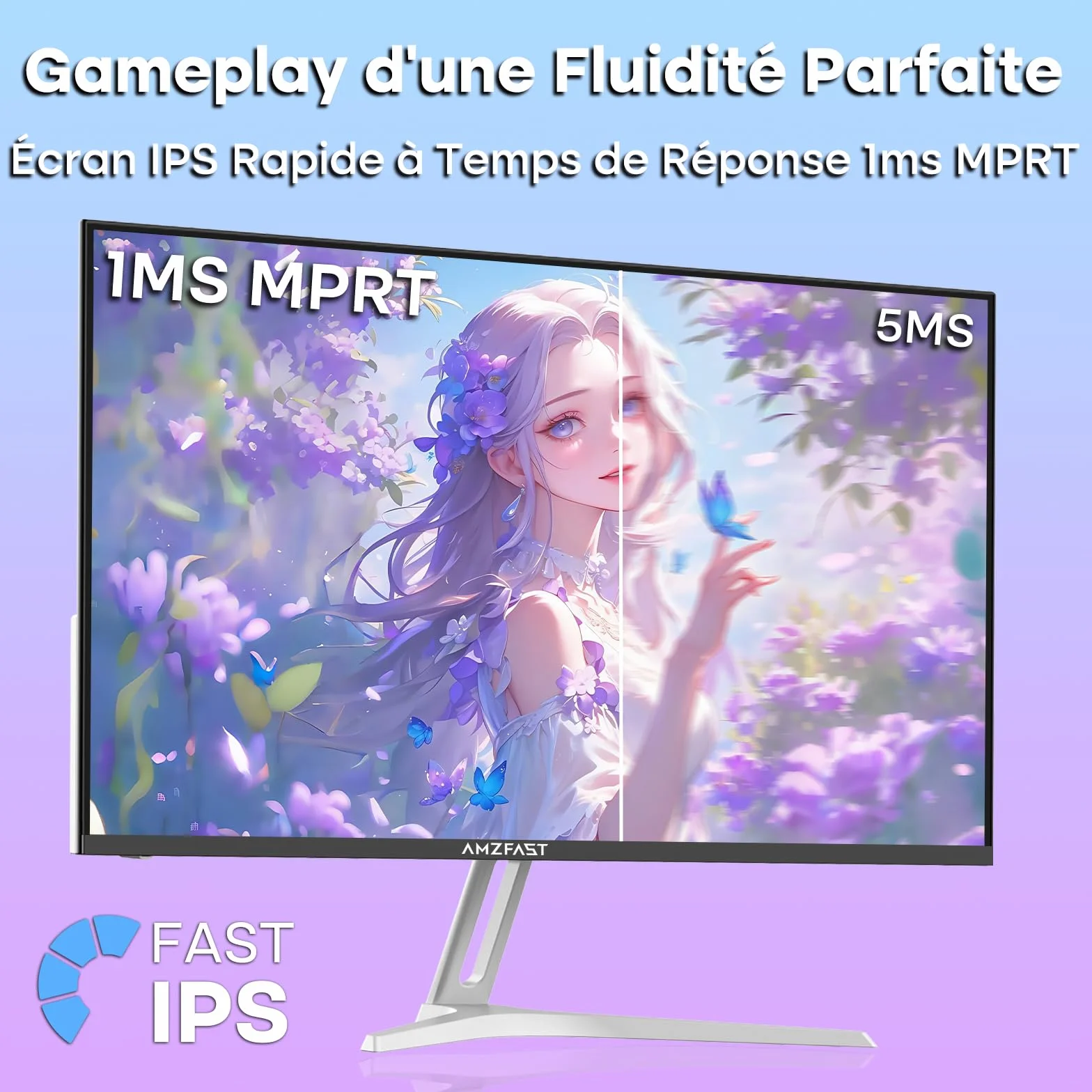 Ecran PC Gamer 24 Pouces 200Hz FHD Fast IPS 1ms MPRT HDR Adaptive Sync VESA 75x75 HDMI 2.0 DP 1.4 Blanc AMZG24X1W