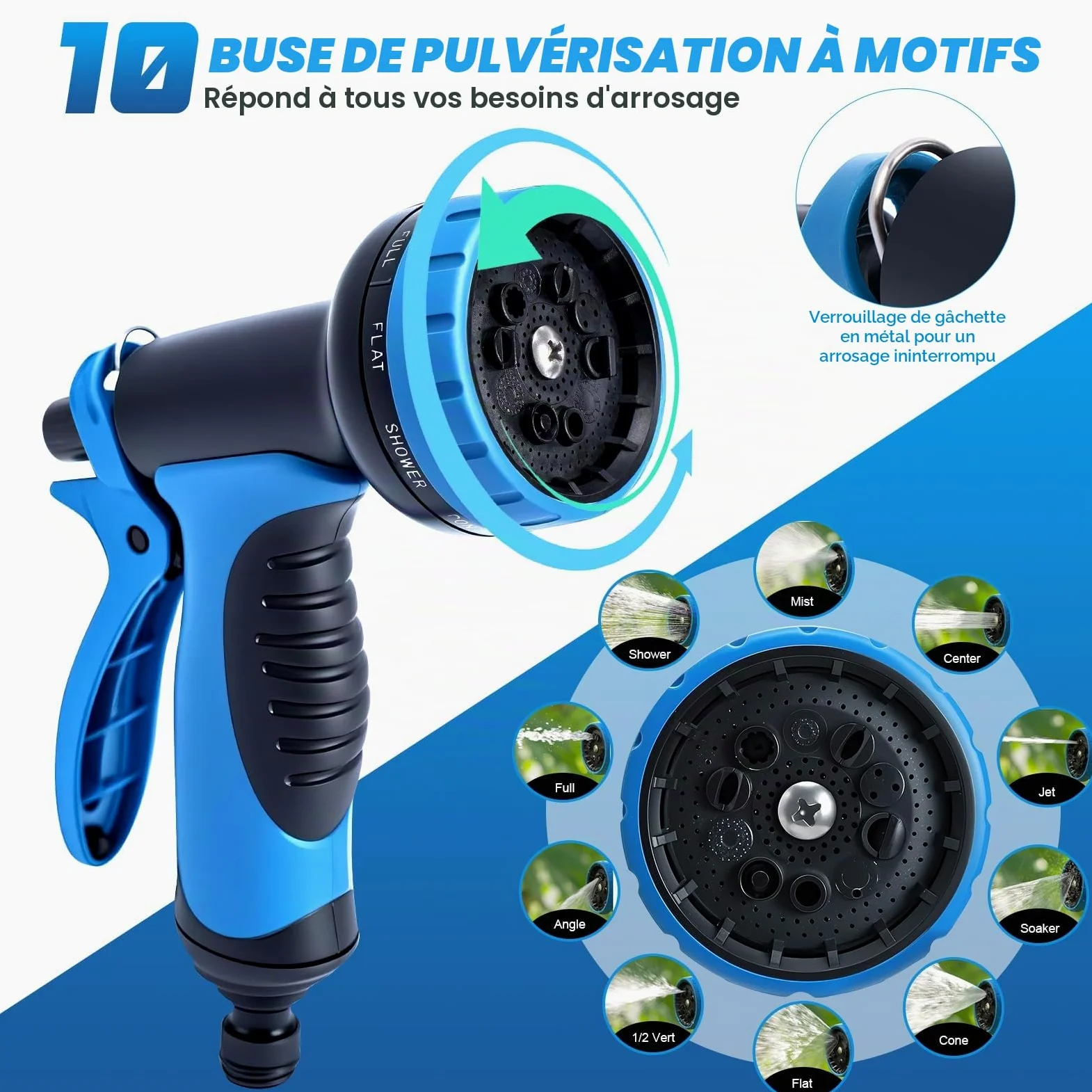 Jsdoin Tuyau Arrosage Extensible 30m - D'arrosage avec Pistolet Multifonction 10 Jet, Tuyaux Adaptateurs 1/2" et 3/4" pour Jardinage, Irrigation, Nettoyage Lavage de Voiture (30m/100ft)