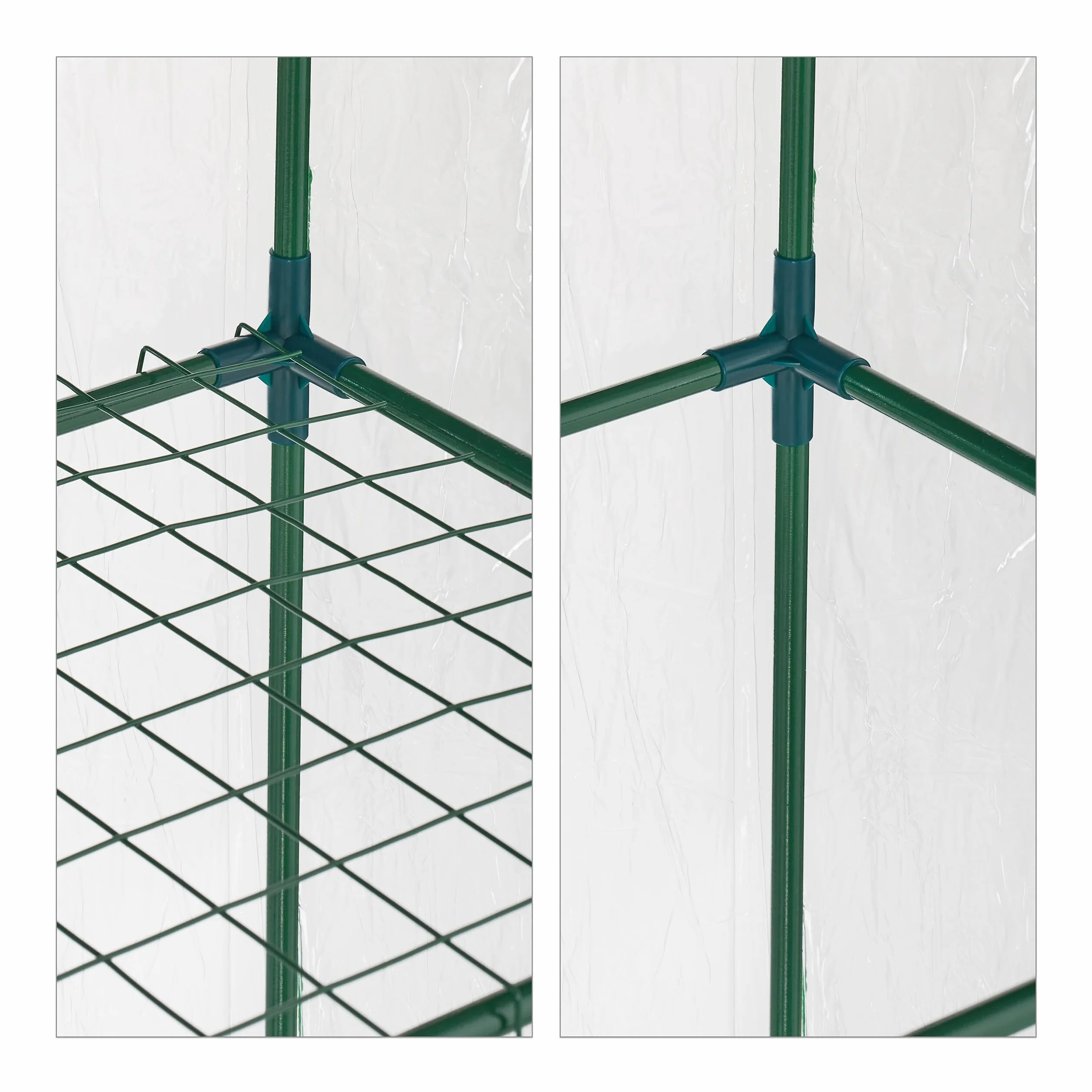 Relaxdays Serre de Balcon, 5 étagères, Fer, bâche en PVC, H x L x P : 193 x 58 x 36 cm, Transparent et Vert