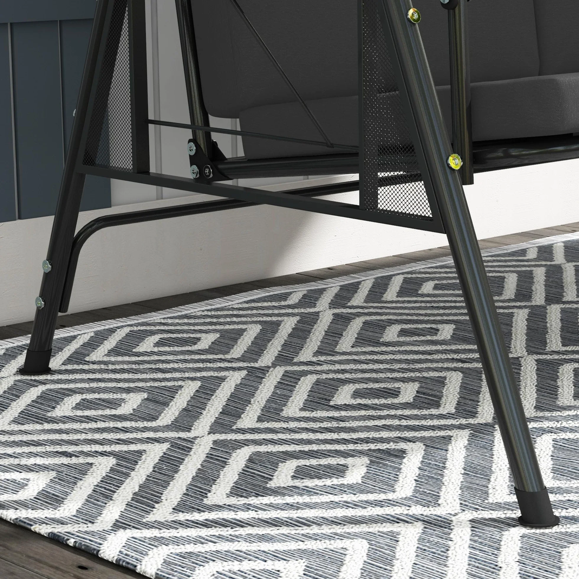 Outsunny Balancelle de Jardin 3 Places Grand Confort Toit réglable Acier Polyester Gris foncé