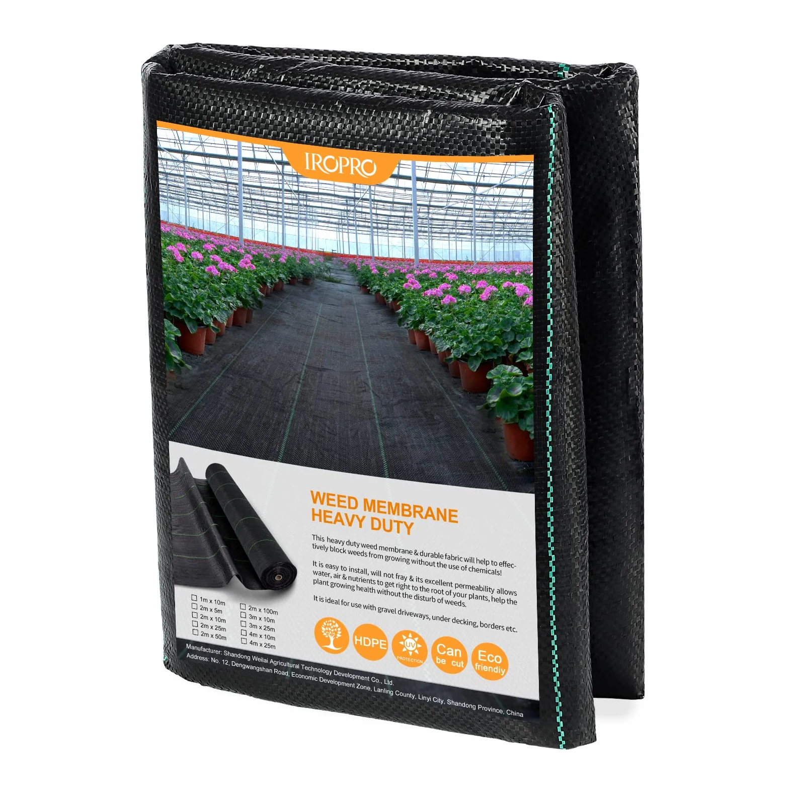 iropro Toiles de Paillage 1m x 10m,Geotextile,de Paillage Bache Geotextile Toile Anti Mauvaises Herbes Tissu Perméable à l'eau, Résiste Rayons UV,Anti Repousse -Bâche Anti Mauvaise Herbe Noir