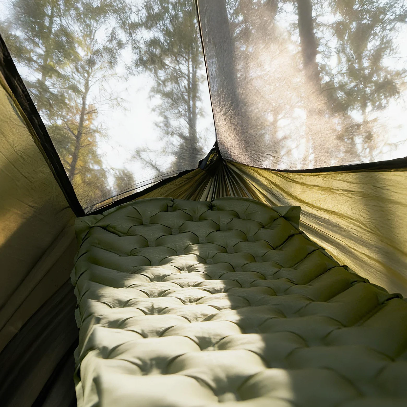Nigt Cat Hamac Extérieur pour 1 Personne: Hamac Moustiquaire Léger Suspendu avec Matelas Gonflable pour Camping Bivouac Et Randonnée