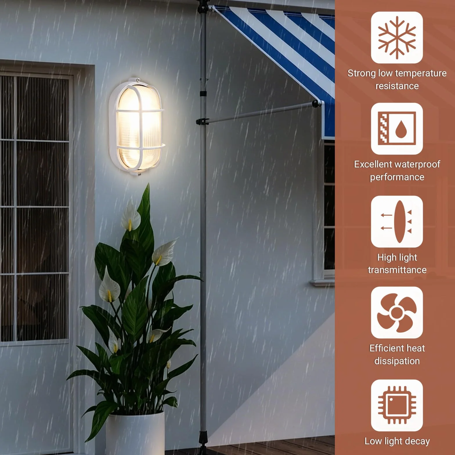 Lampe anti-explosion E27 60 W pour sauna blanc chaud ovale étanche résistante à la chaleur