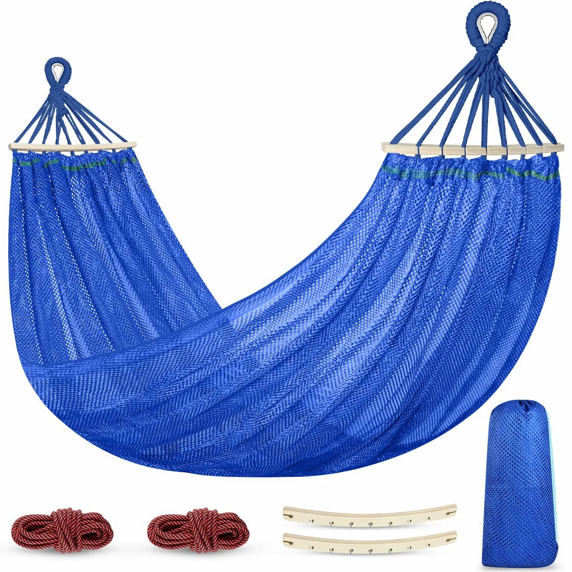 Hamac Filet Suspendu, Hamac de Camping et Jardin Léger et Frais pour Intérieur/Extérieur, Terrasse, La Sieste, 290 x 150 cm, 250kg Capacité de Charge