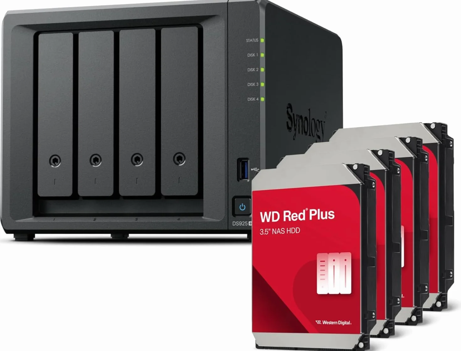 Synology DS925+ WD Red Plus 4X 4To 4 Bay Desktop NAS 2,5 GbE 4 Go RAM