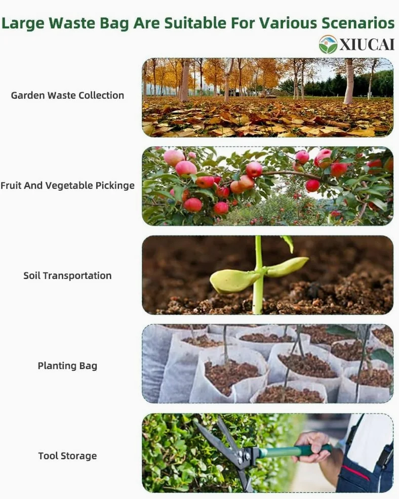 2 Sacs Professionnels Réutilisables 500L pour Déchets de Jardin | avec 1 Gant Anti-Percée, pour Pelouse, Feuilles et Résidus,2bags 1glove