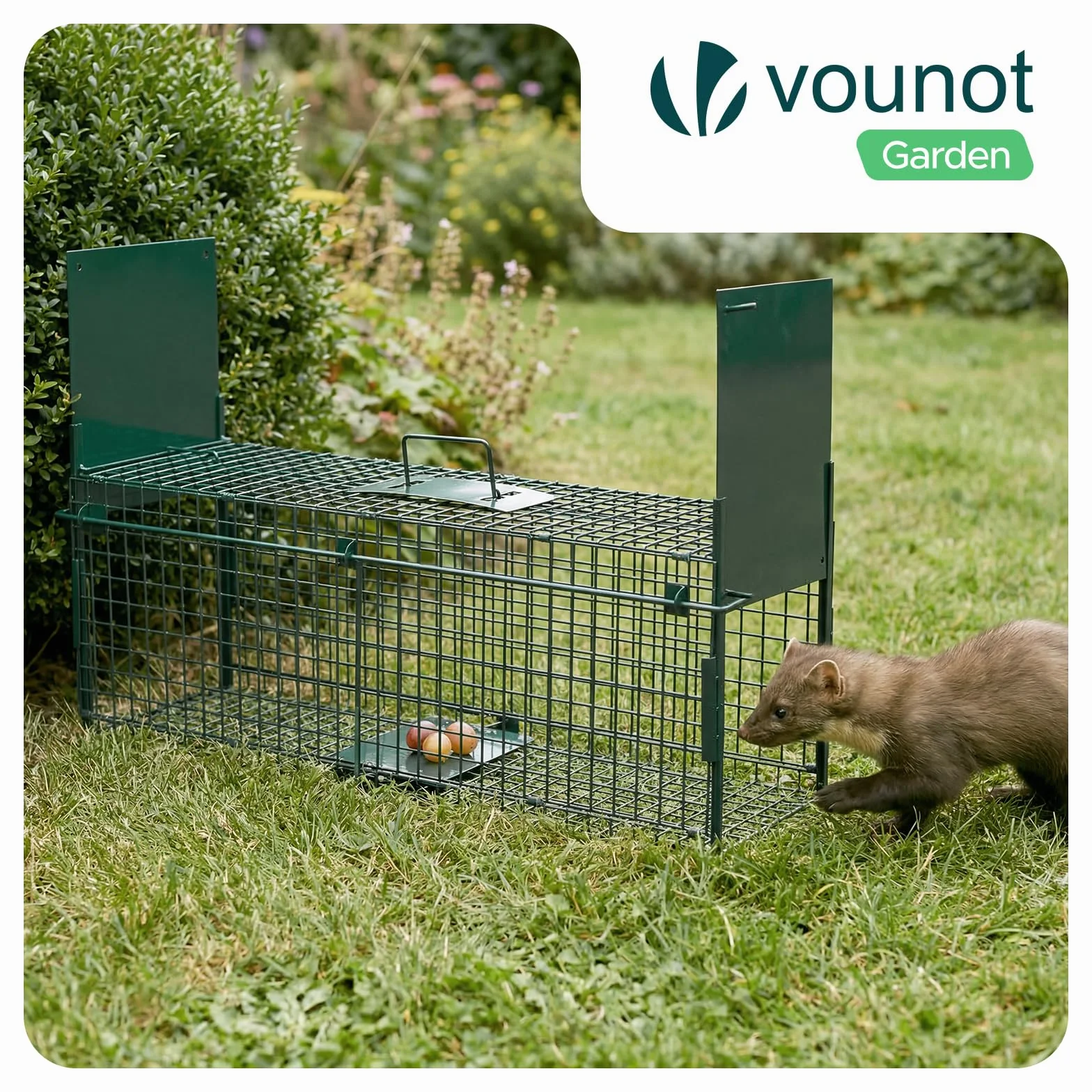 Piège à Animaux Vivants 80x26x34cm Cage de Capture sans Cruauté Réutilisable pour Rats Fouines Lapins Renard Vert