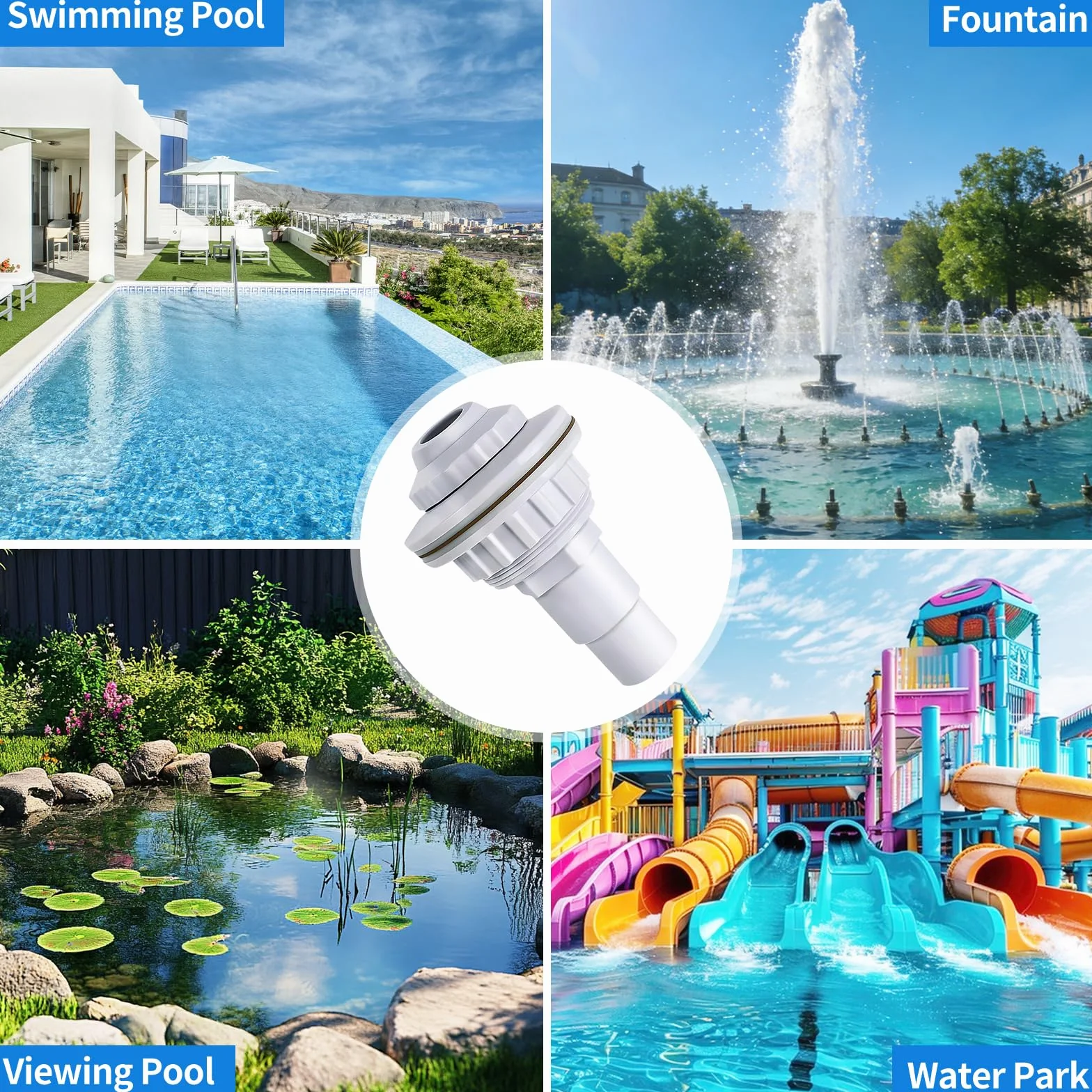 Buse d'entrée pour Piscine Réglable, Buse de Refoulement avec Tête Pivotante 32 mm 38 mm