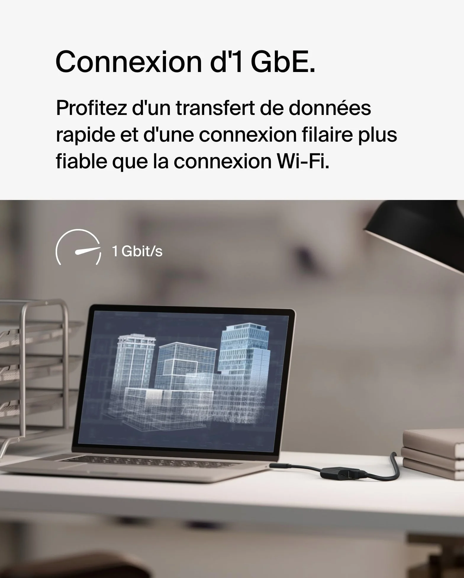 Belkin Connect Adaptateur USB-C vers Ethernet 100 W Gigabit Ethernet 10/100/1000 Mbits Recharge Rapide