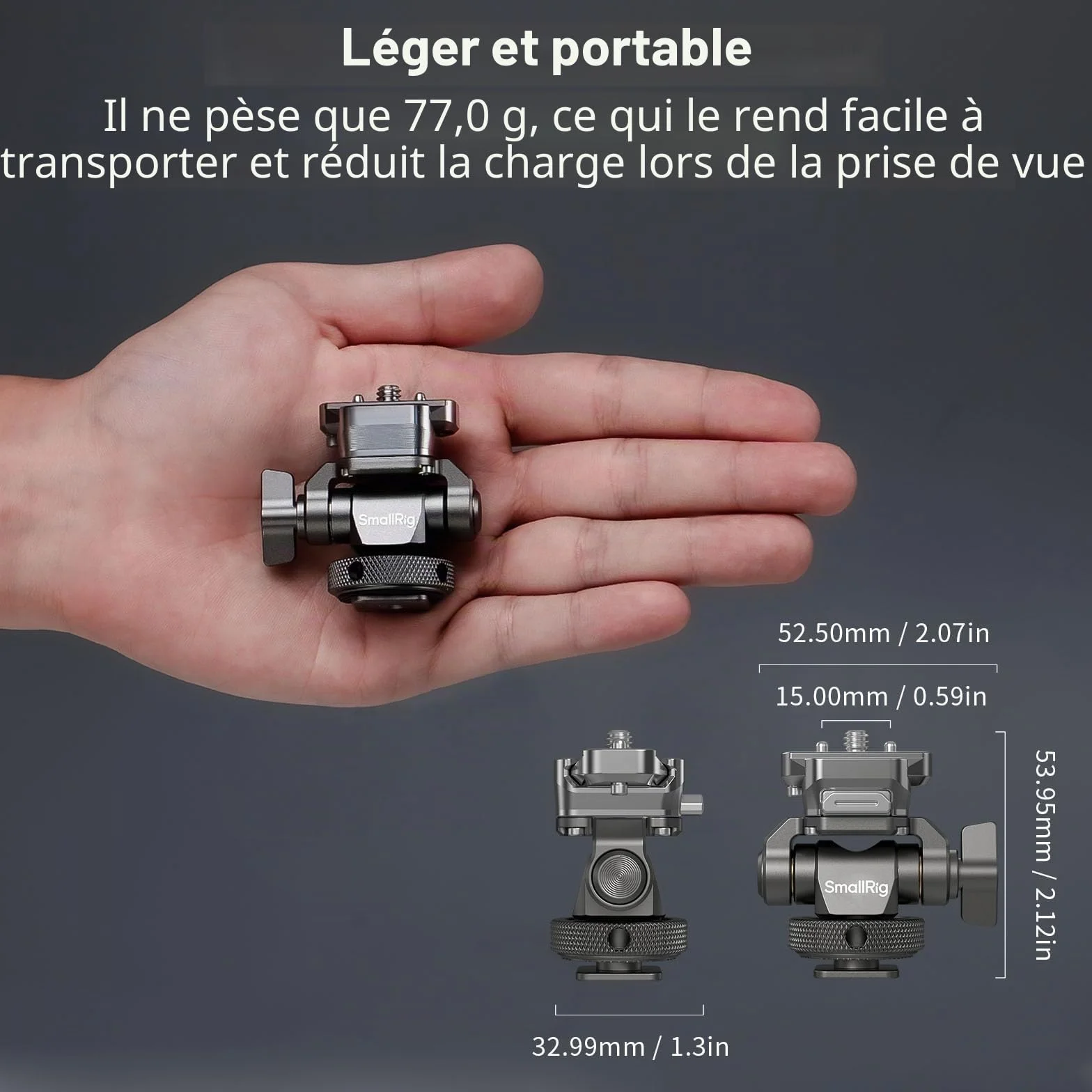 SMALLRIG HawkLock H21 Support de moniteur à dégagement rapide avec griffe froide, pivotant et inclinable réglable