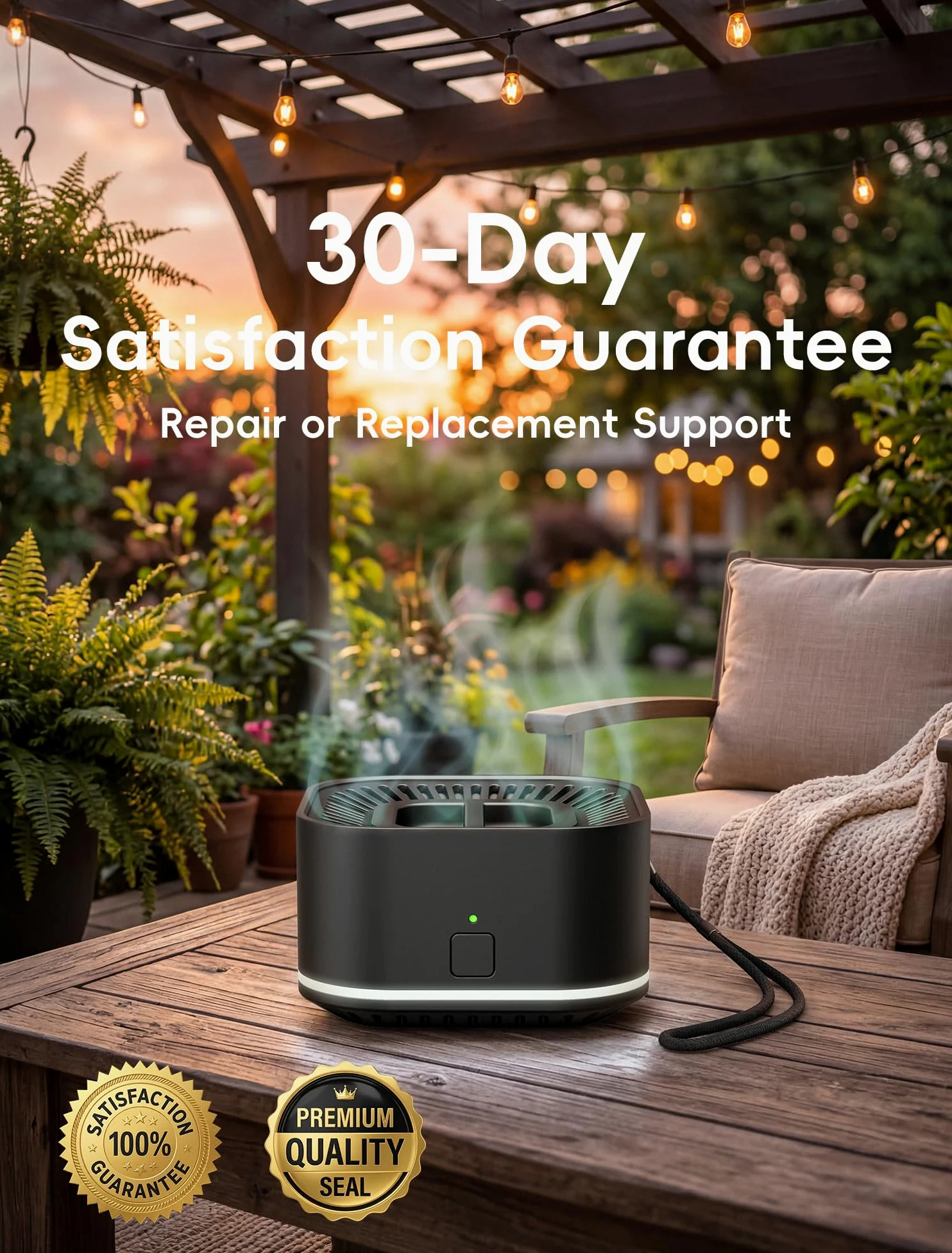 BuggyBands Répulsif anti-moustiques portable pour extérieur et intérieur - Rechargeable - Zone de couverture de 6 m pour le camping, la randonnée, le jardin - Sans danger pour les enfants et les