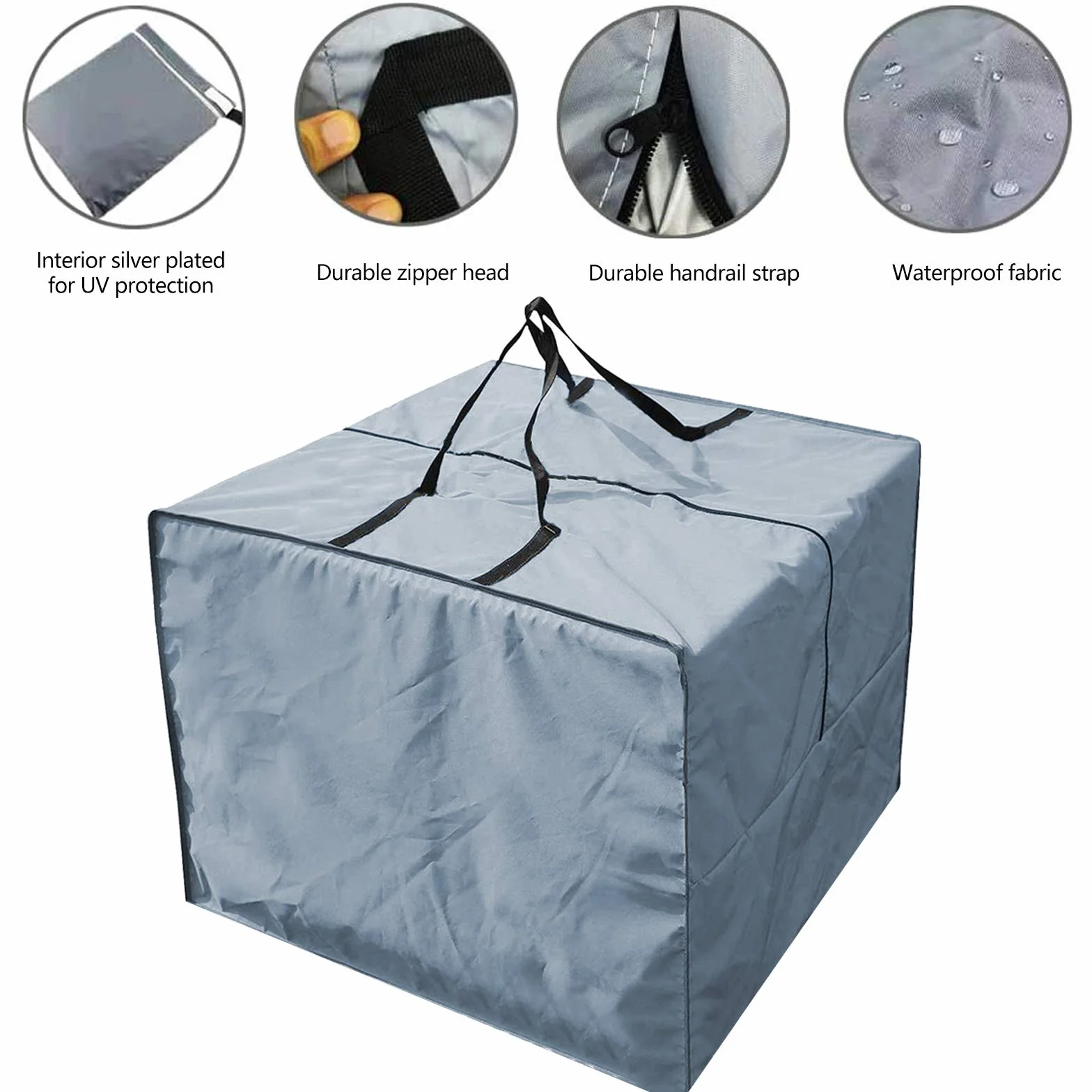 Sac de Rangement Carré pour Meubles de Jardin, Coussins, Imperméable Oxford Housse de Siège