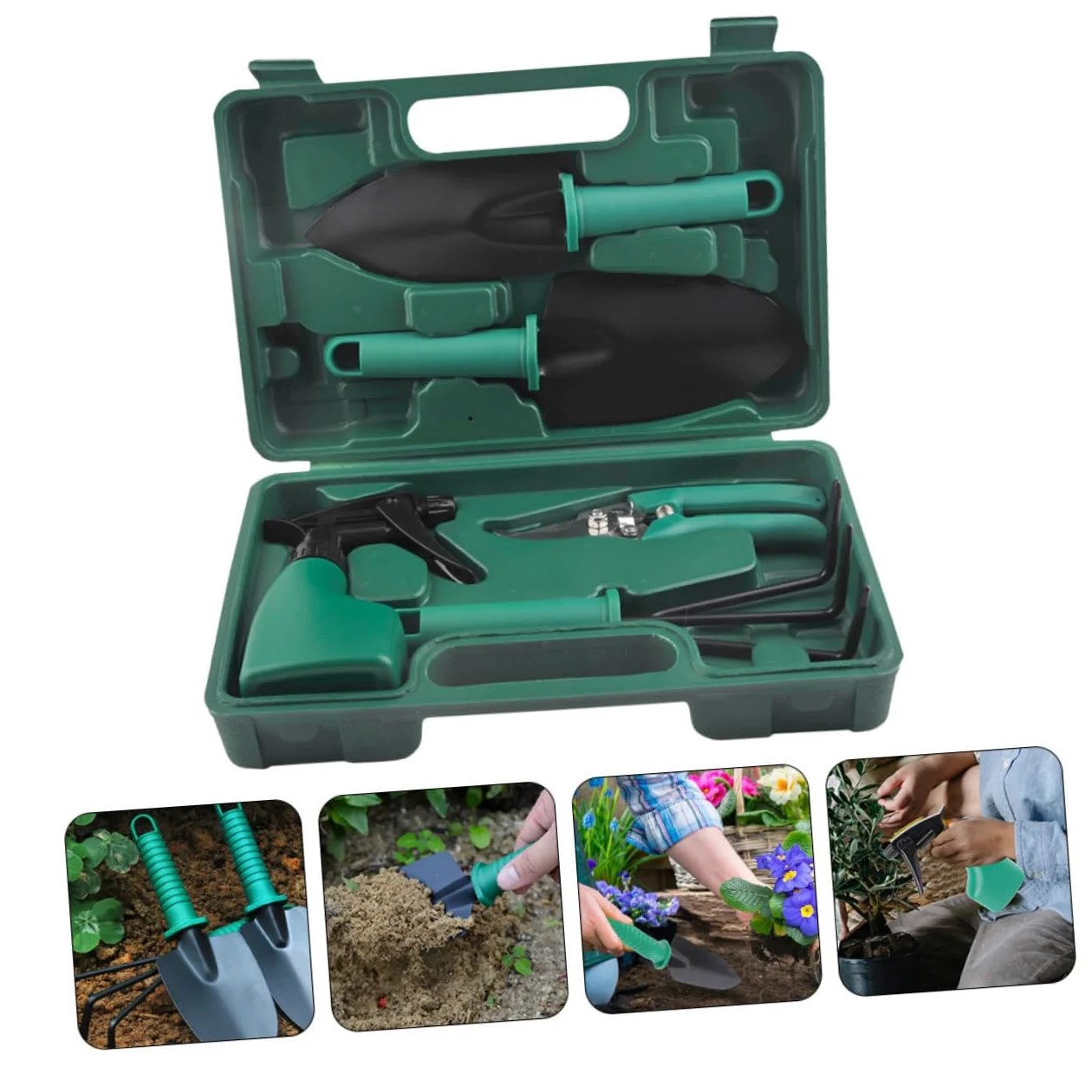 Kisangel Kit Outils de Jardinage avec Râteau Pelle et Autres Outils Pratique pour Jardin Coffret Inclus
