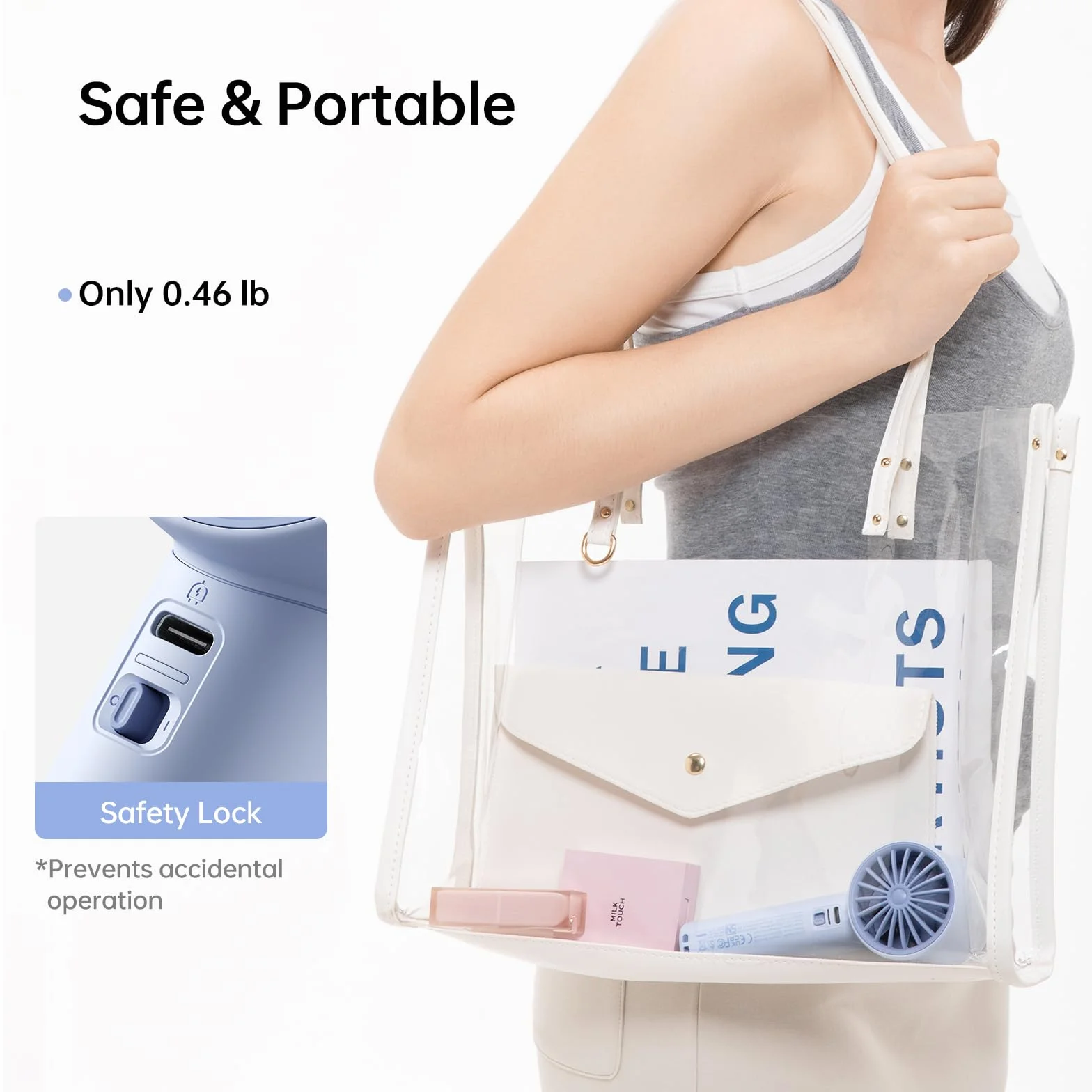 JISULIFE Mini ventilateur portable 5000mAh rechargeable 28h 5 vitesses
