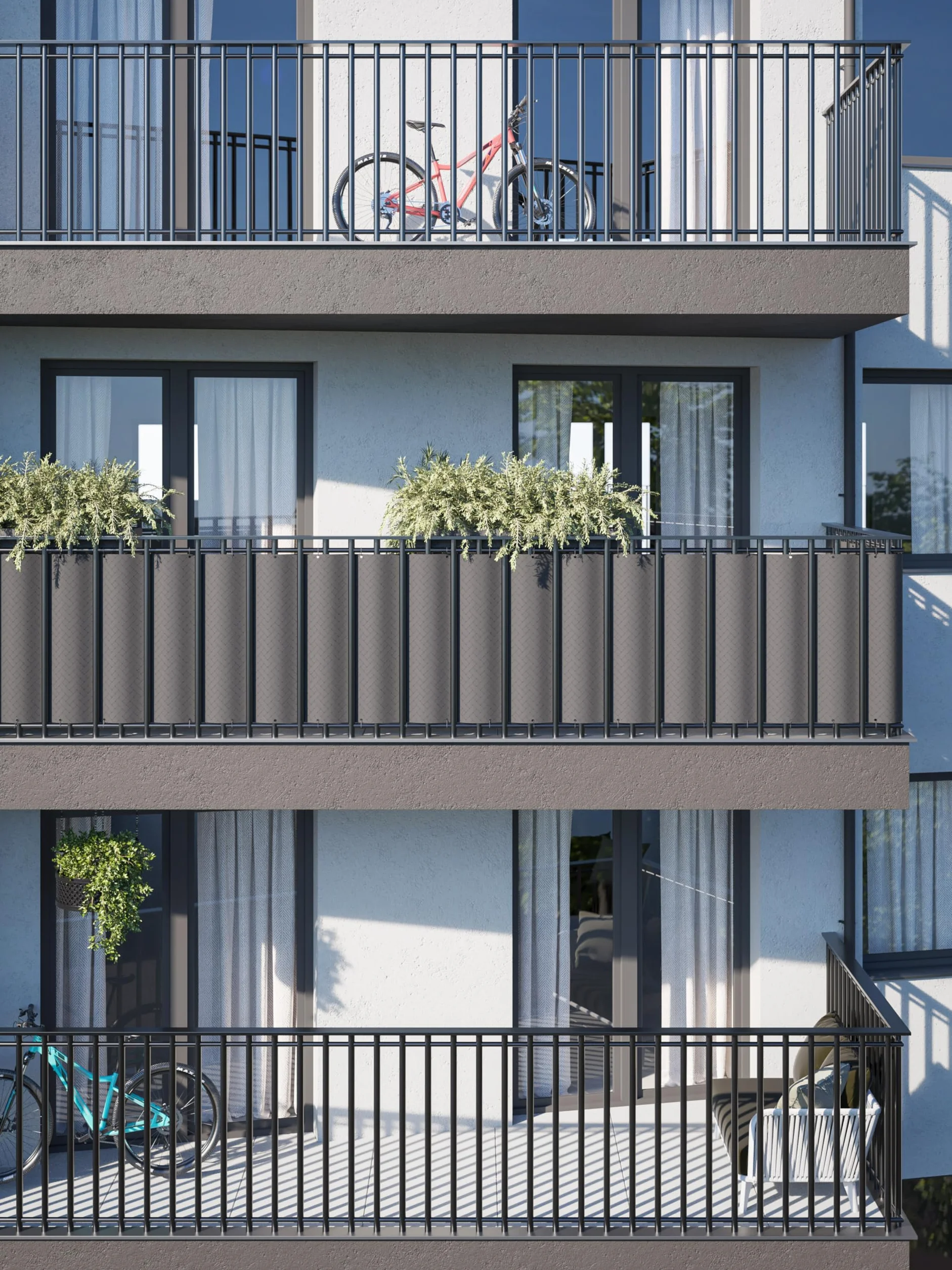 COVER IT Brise-Vue pour Balcon Premium 240 g/m² 50 x 700 cm Écran de confidentialité Tissage gaufré Graphite
