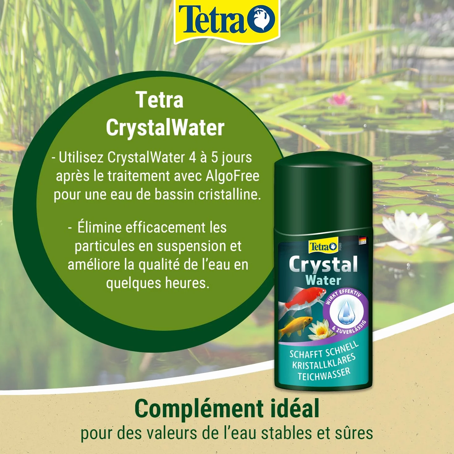 Tetra Pond CrystalWater Clarificateur d'Eau de Bassin 1 L