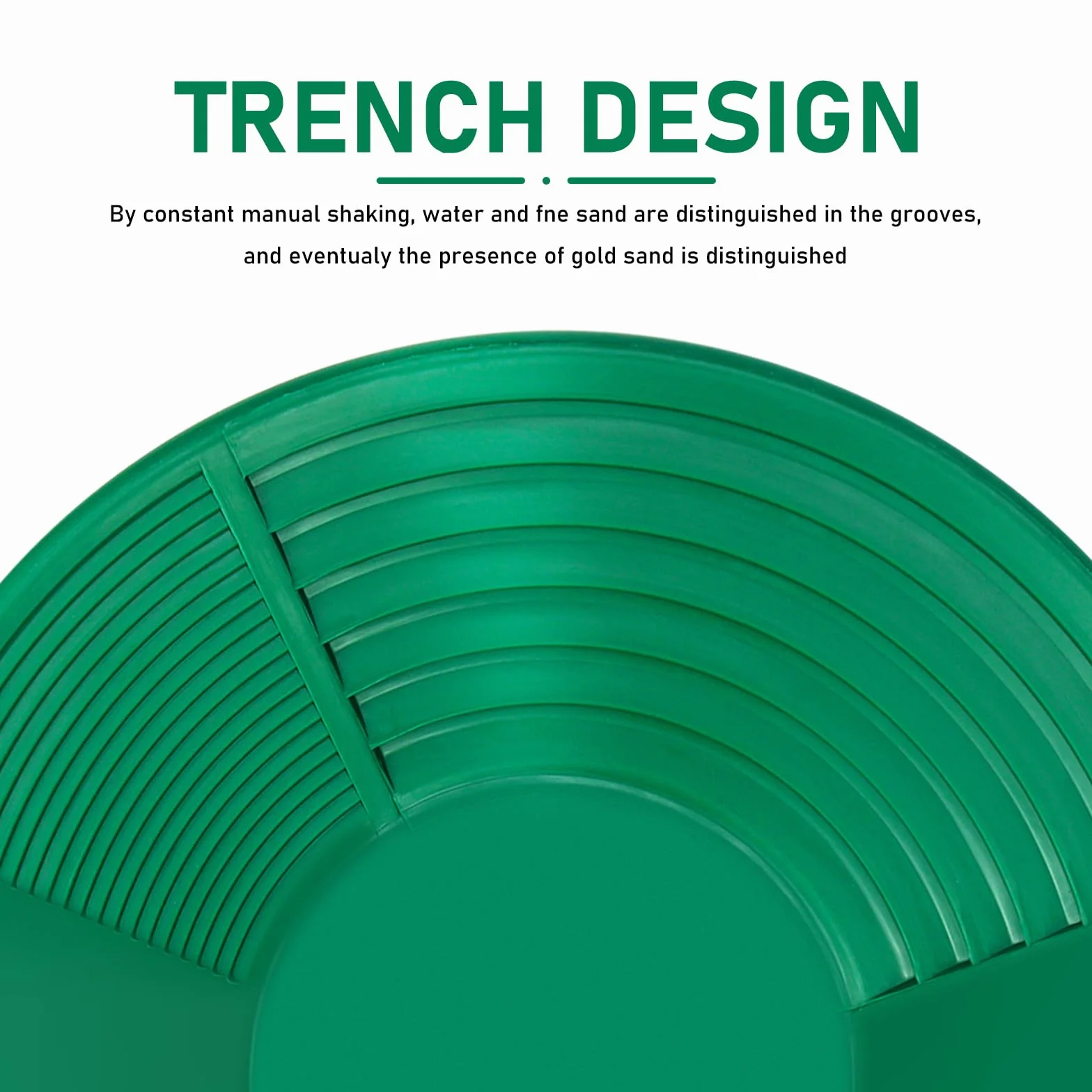Kit D'orpaillage Gold Pan 38,5 x 8,5 cm Casserole Plastique pour Lavage Tamis Prospection Minière (Vert)