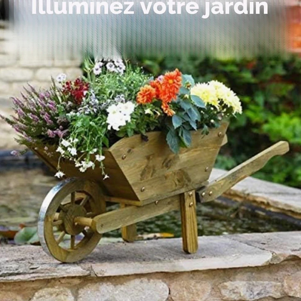 Garden Mile Brouette de jardin Woodland - Décoration de jardin - Décoration d'extérieur - Décoration de terrasse - Convient pour plantes et fleurs - Taille XL