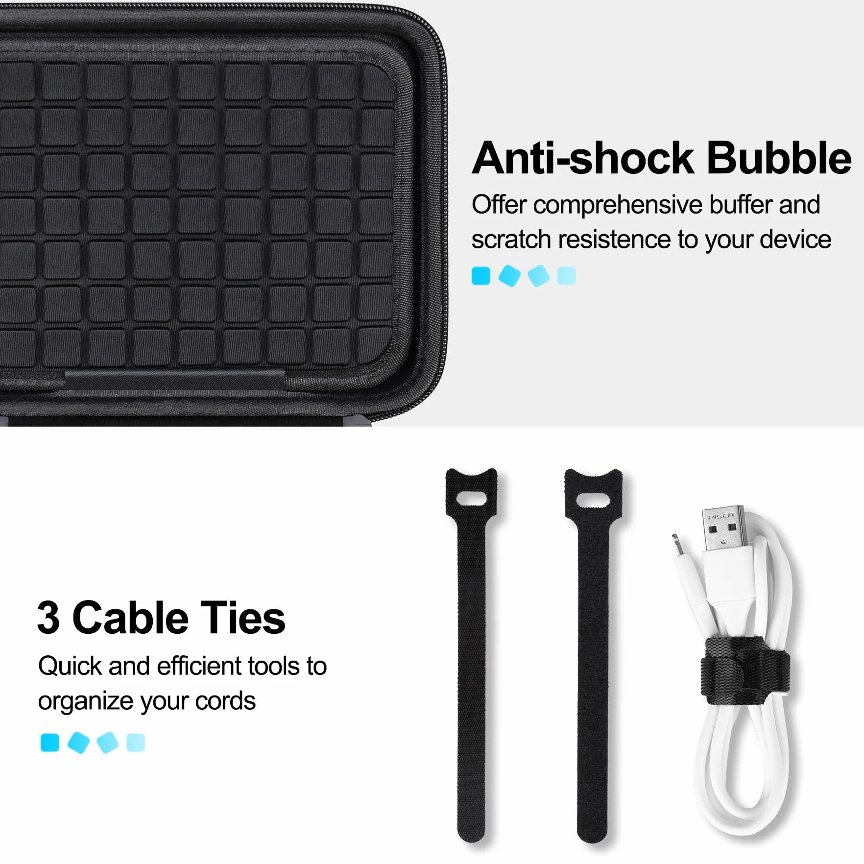 Lacdo Étui de Transport Rigide pour MacBook Adaptateur Chargeur Accessoires Sac EVA Noir
