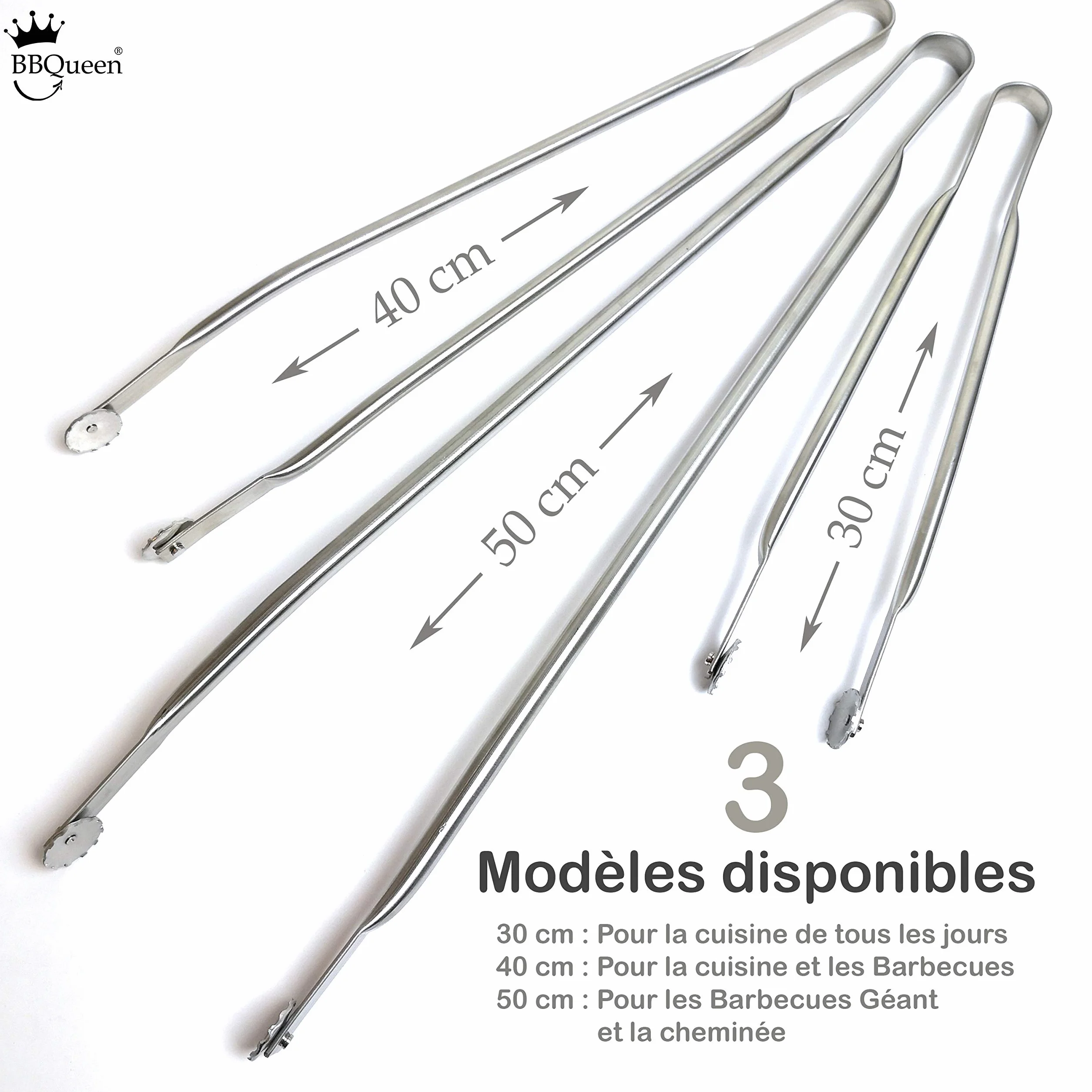 Grande Pince INOX à roulettes Multifonctions pour Barbecue, Taille 50 cm