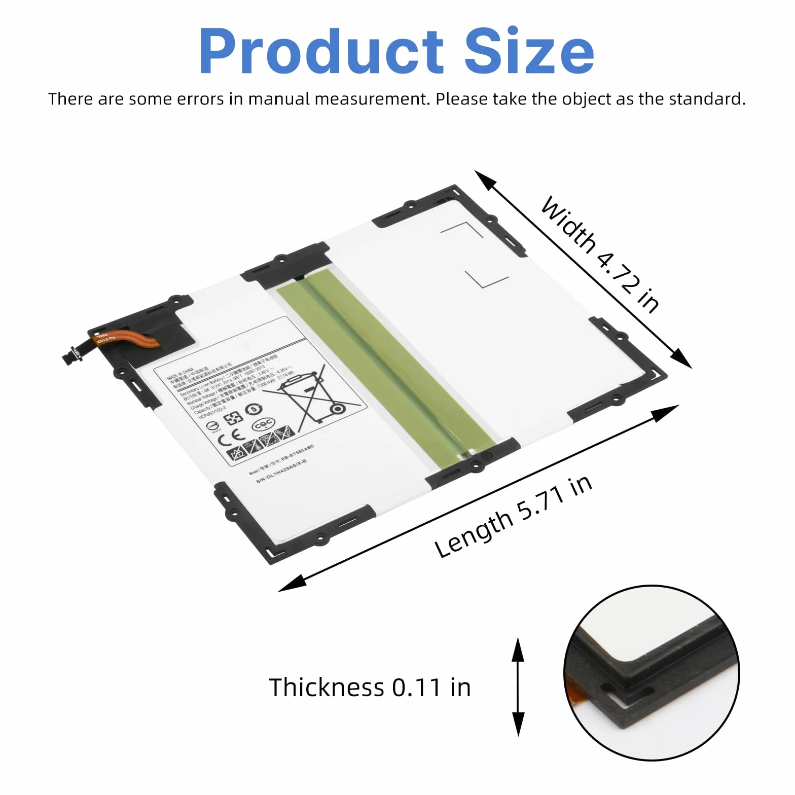 Samsung Galaxy Tab A 10.1 2016 Batterie EB-BT585ABE 27.74Wh 7300mAh SM-T580 SM-T585 T585C SM-T587 SM-T587P S-Pen SM-P580 P580N SM-P585 P585M P585Y 3G 4G LTE WiFi