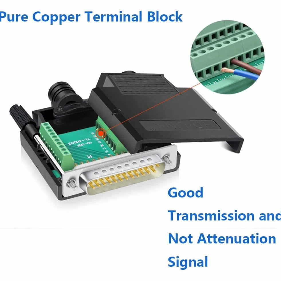 PENGLIN DB25 Connecteur Mâle sans Soudure, Adaptateur série RS232 D-SUB 25 Broches avec boîtier