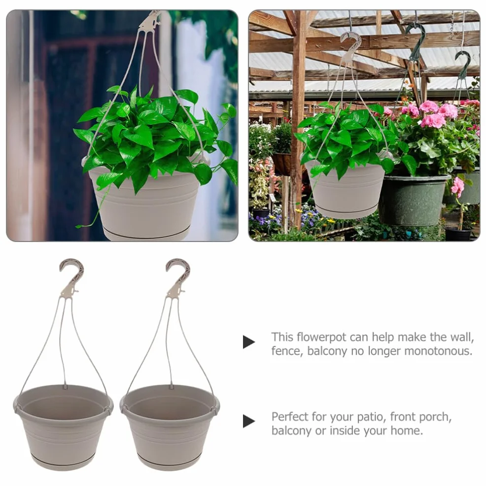 Yardwe 2 Suspendus Pots de Fleur Plastique Intérieur Extérieur Jardin Balcon Terrasse