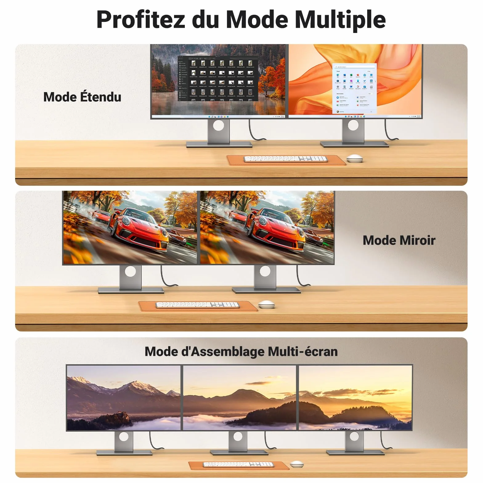 UGREEN Câble DisplayPort vers HDMI 4K 30Hz 2K 60Hz 1080P 120Hz 1.4 10.2 Gbps HDR HDCP Nylon Tressé 2M
