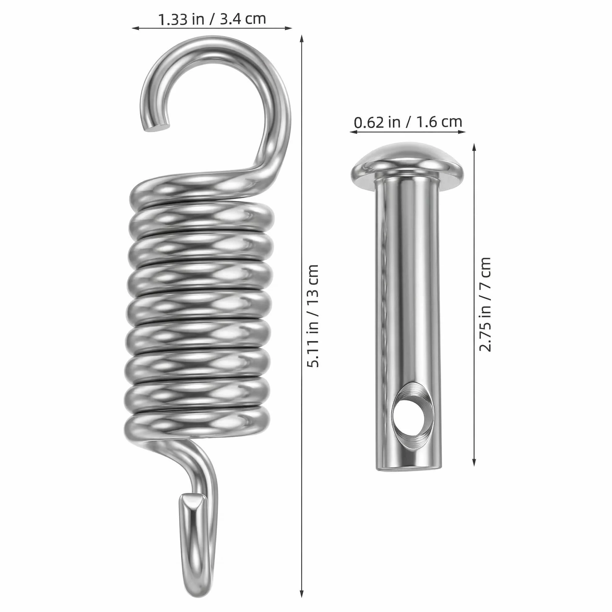 DOITOOL Crochets Robustes pour Balançoire Ressort D'extension Chaise œufs φ16 X 70 Broches φ6,5 X φ34 X 130 Mm
