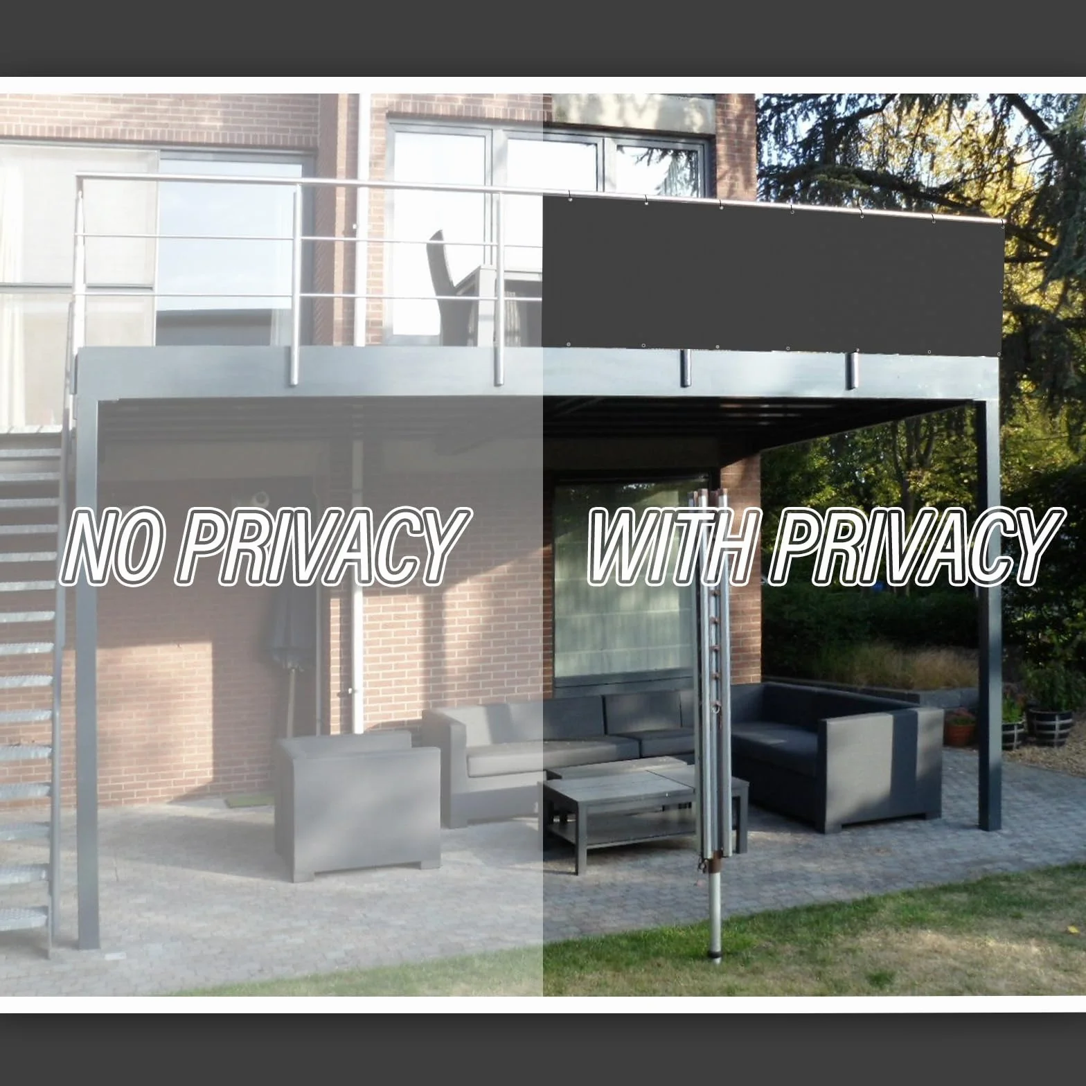 Brise-Vue Balcon 90 x 600 cm Anthracite avec Œillets et Cordes