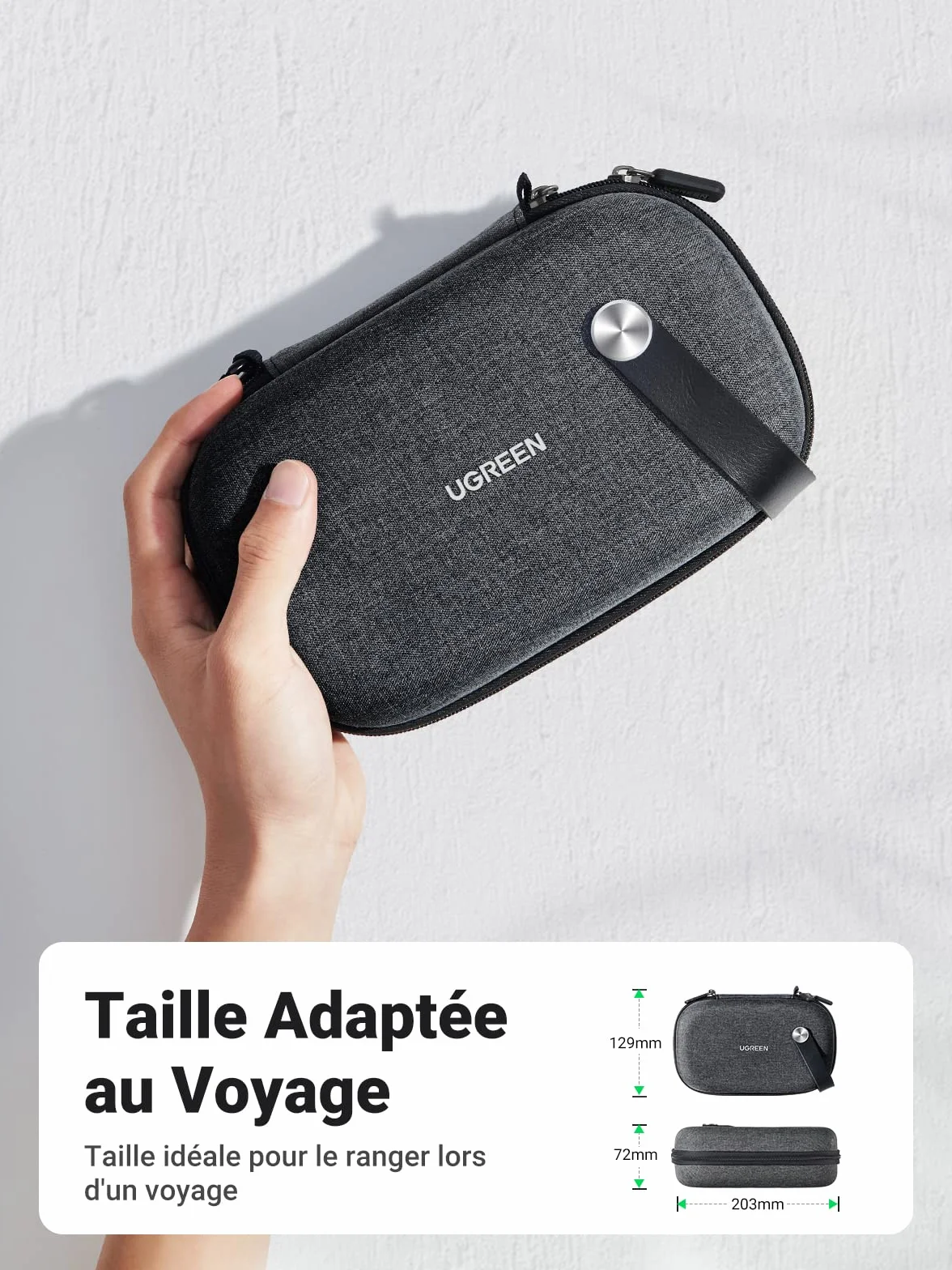 UGREEN Sac Rangement Accessoires Électroniques Pochette Câble Étanche Voyage Antichoc Organisateur Noir